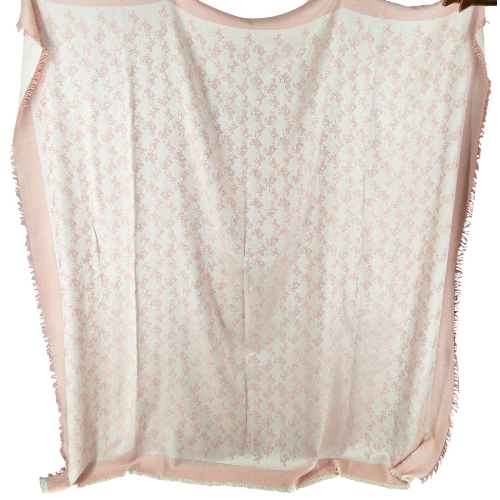 Coach Horse And Carriage Jacquard Scarf Pink Bone Oversized Shawl 51 In - View 7