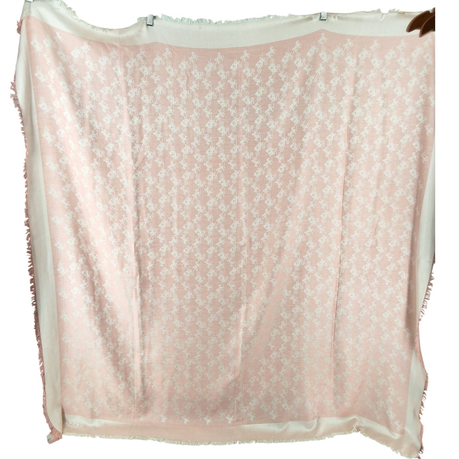 Coach Horse And Carriage Jacquard Scarf Pink Bone Oversized Shawl 51 In - View 8
