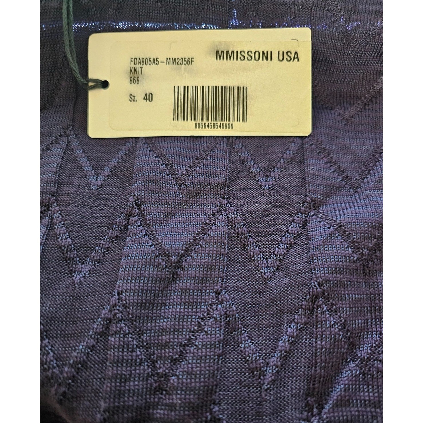M Missoni Navy Chevron Knit Long Sleeve Top Wool Blend Size IT 40 US 4 New - View 3