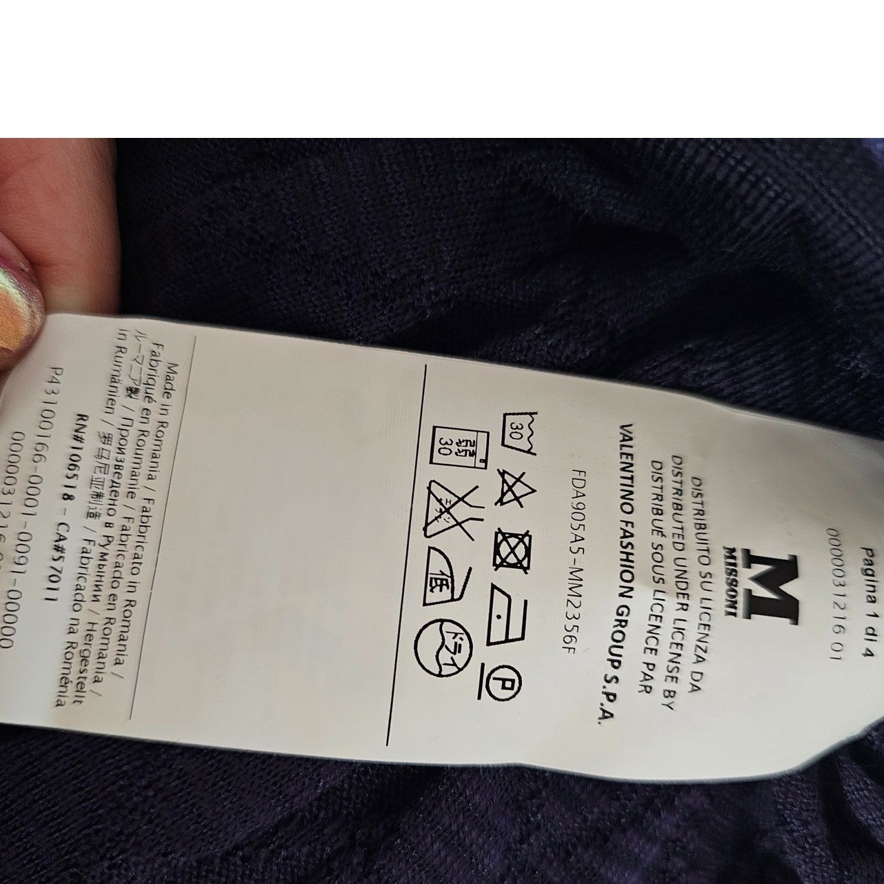 M Missoni Navy Chevron Knit Long Sleeve Top Wool Blend Size IT 40 US 4 New - View 6