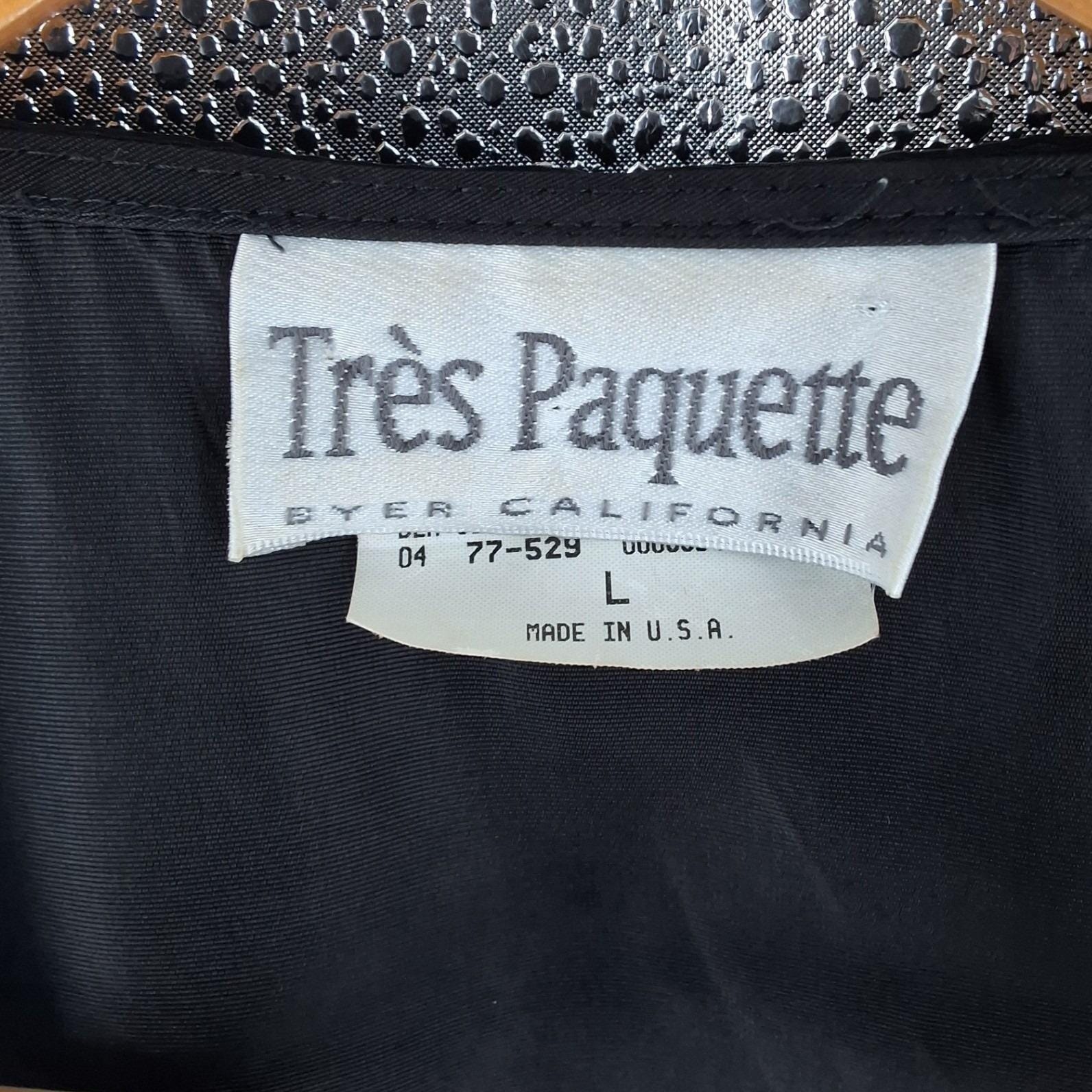 Tres Paquette Vintage Velvet Paisley Patchwork Vest Black Silver Glitter Large - View 3
