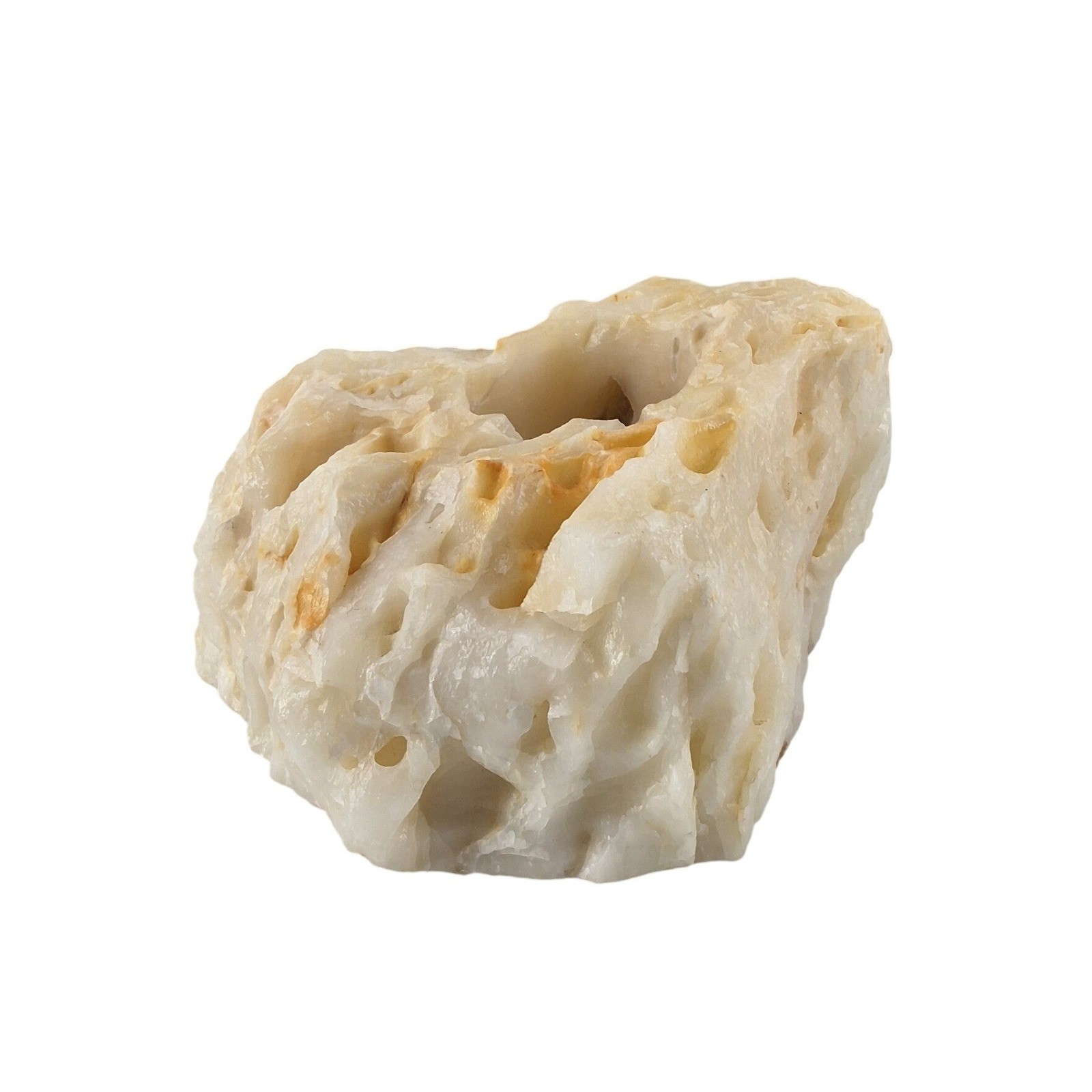 Natural Stone Candle Holder Organic Porous White Mineral Specimen - View 3