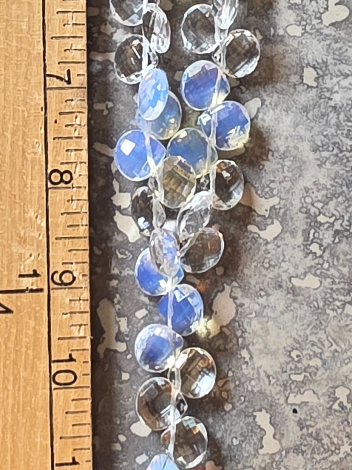 Sterling Silver Faceted Opalite Y-Drop Toggle Necklace Blue Clear 18 In - View 6