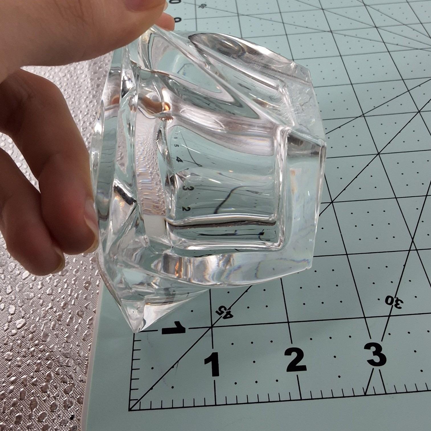 Vintage 24% Lead Crystal Votive Candle Holder Etched Leaf Base Made in USA Clear - View 5