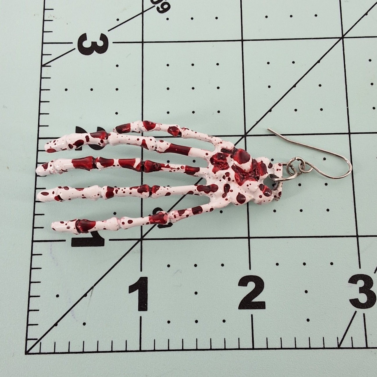 Bloody Skeleton Hand Drop Earrings Halloween Horror Goth Spooky White Red