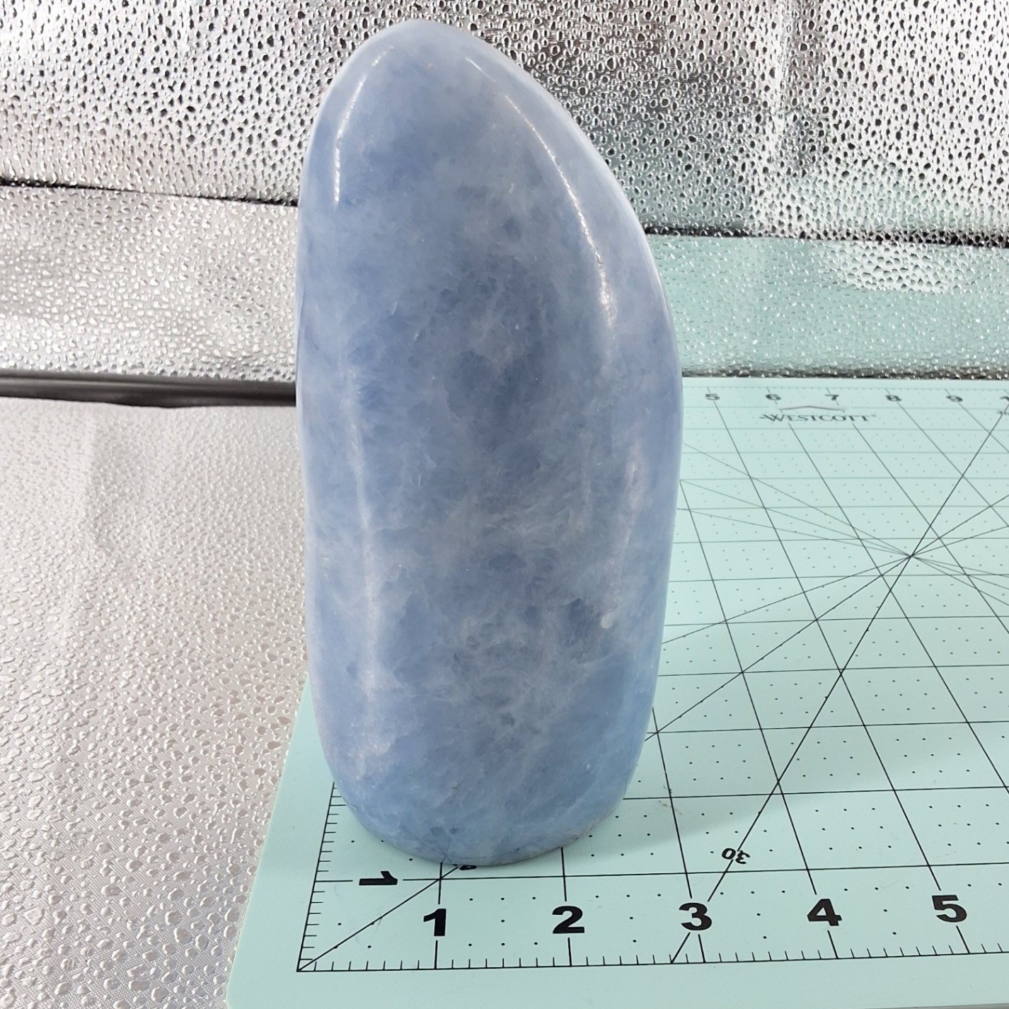 Polished Blue Calcite Freeform Crystal Specimen Large Calming Stone Decor