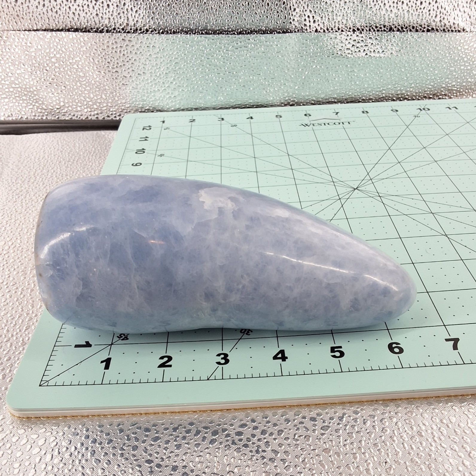 Polished Blue Calcite Freeform Crystal Specimen Large Calming Stone Decor - View 3