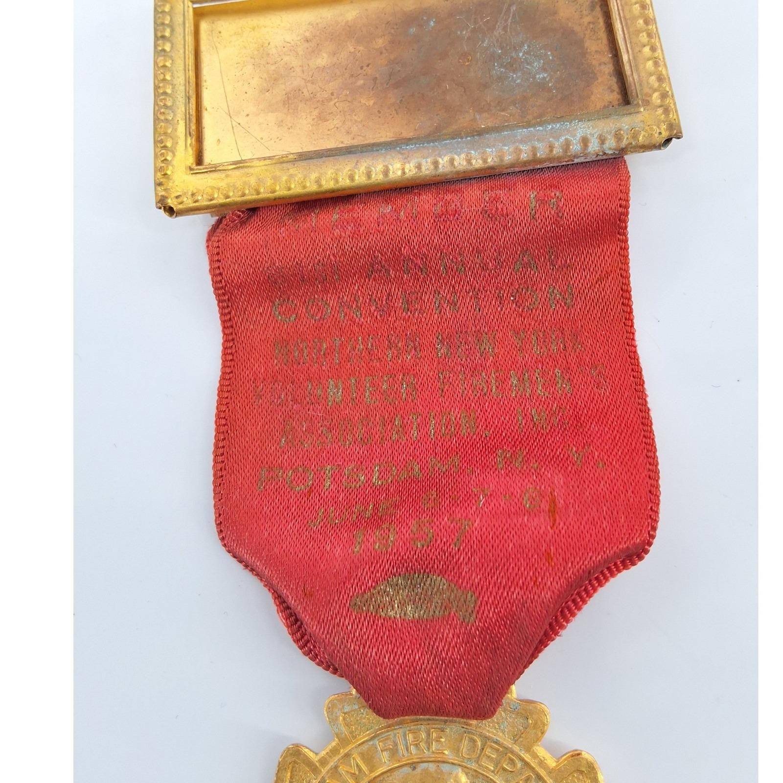 Vintage 1957 Potsdam Fire Department 100th Anniversary Medal NNYVFA Convention - View 7