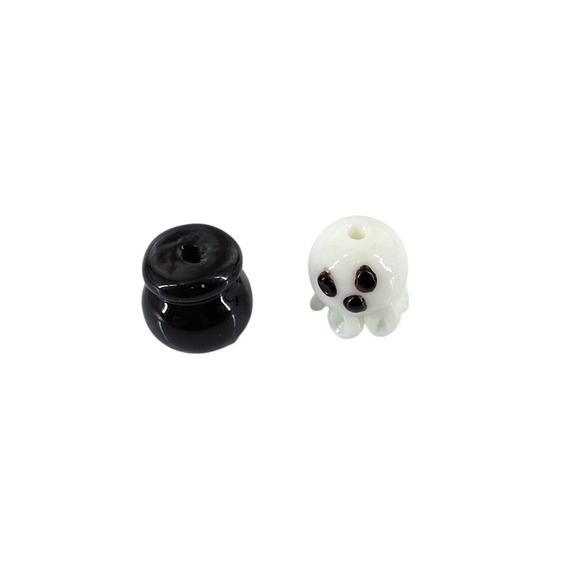 Halloween Lampwork Glass Beads Ghost and Cauldron Spooky Jewelry Charms 2pc Set