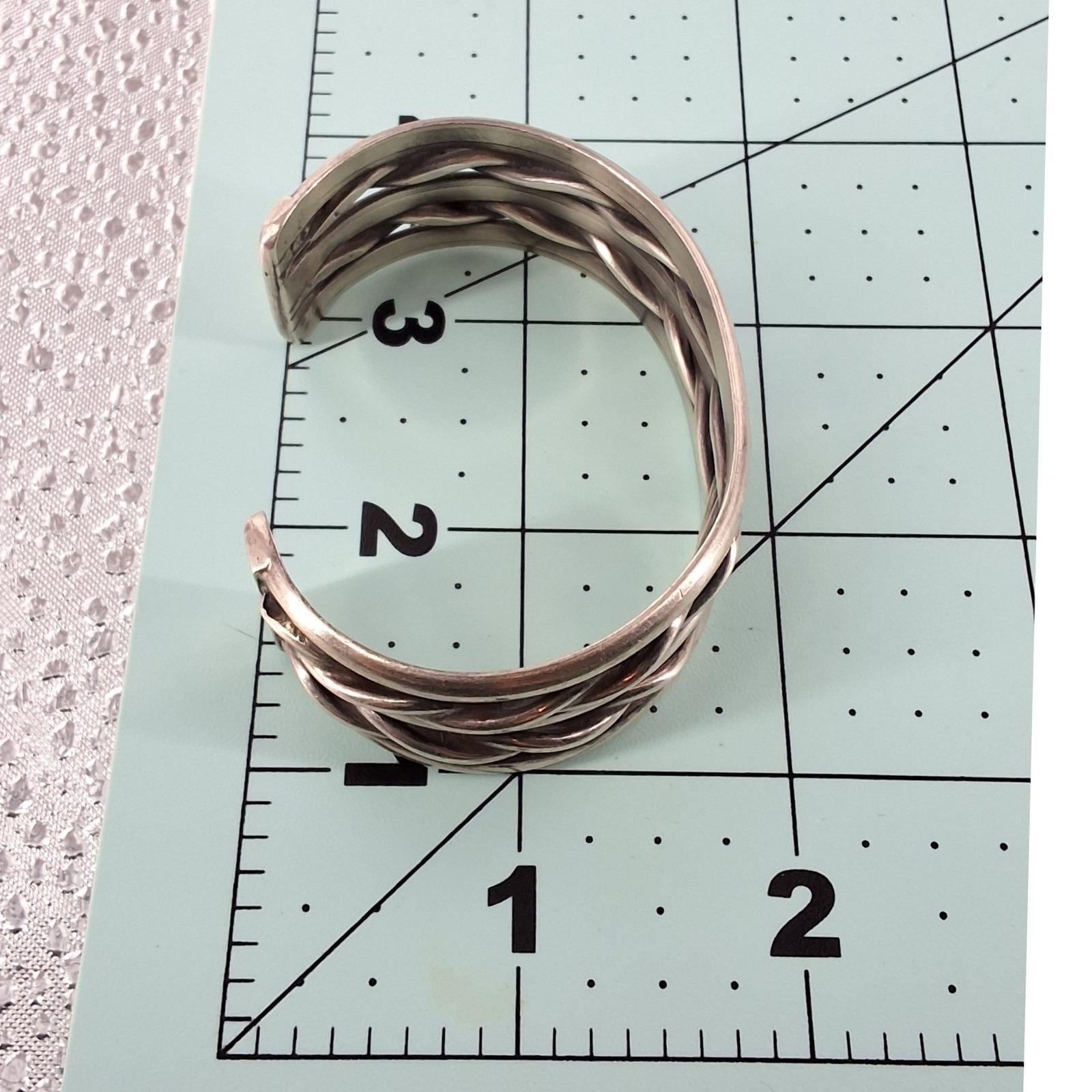 Sterling Silver 925 Braided Multi Strand Woven Cuff Bracelet Bohemian Unisex - View 4