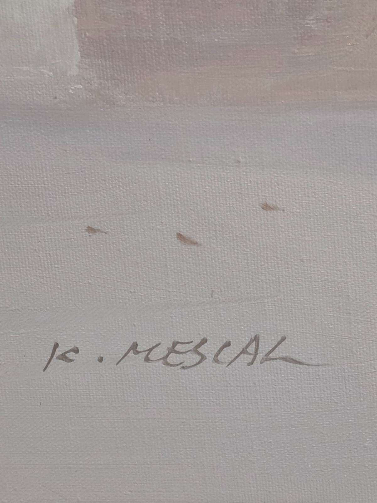K. Mescal Vintage Southwestern Pueblo Oil Painting Framed Art 39x27 - View 5