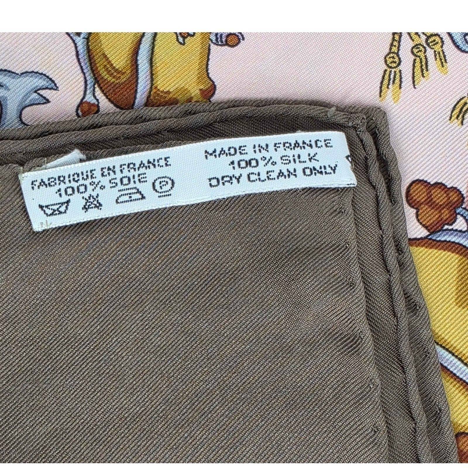 Hermes Le Tarot 90cm Silk Scarf Annie Faivre Brown Gold Vintage Carre w/ Box - View 4