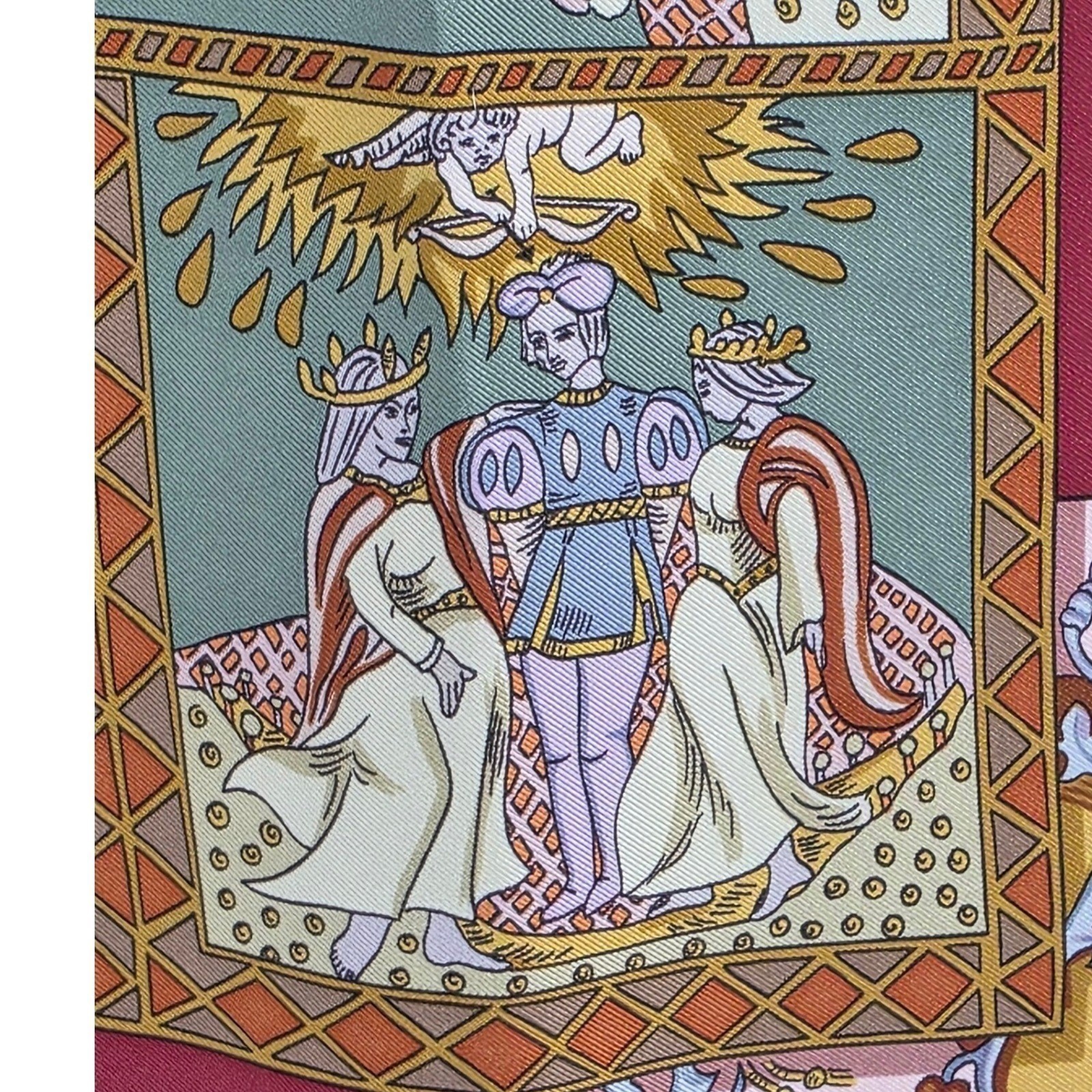 Hermes Le Tarot 90cm Silk Scarf Annie Faivre Brown Gold Vintage Carre w/ Box - View 10