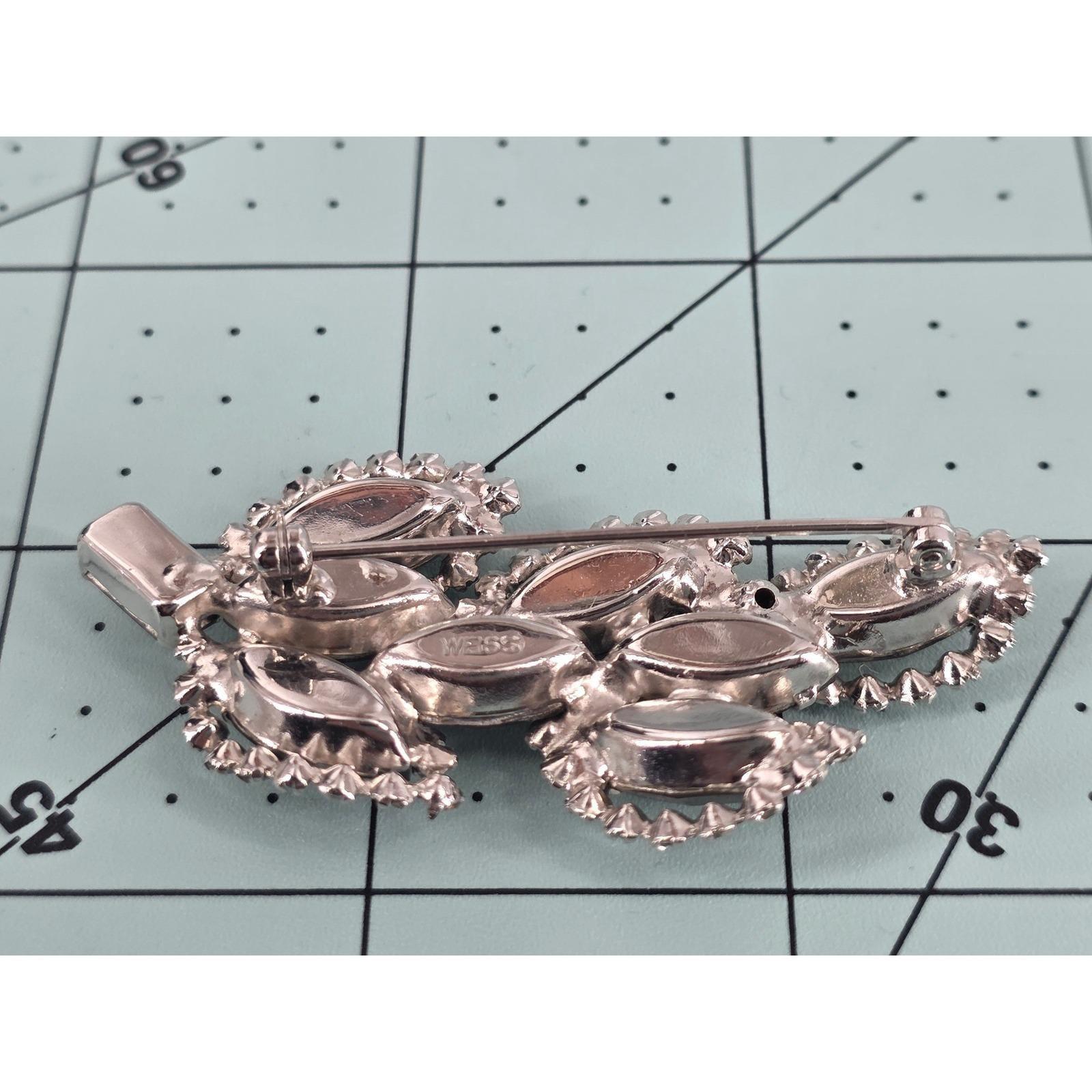 Albert Weiss Vintage Rhinestone Brooch & Clip Earring Set Silver-Tone - View 10