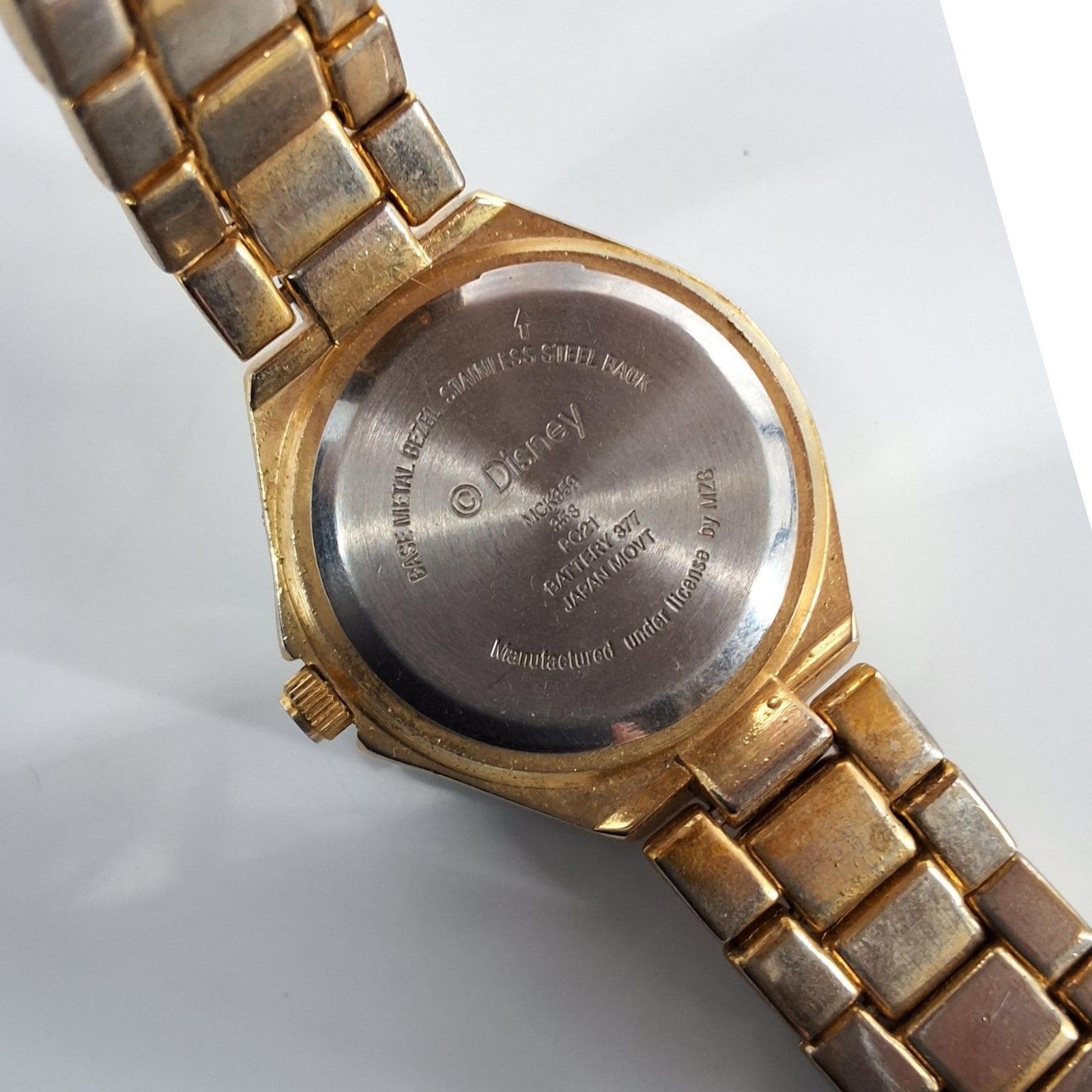 Disney Mickey Mouse Crystal Bezel Gold Tone Link Bracelet Watch MCK650 - View 3