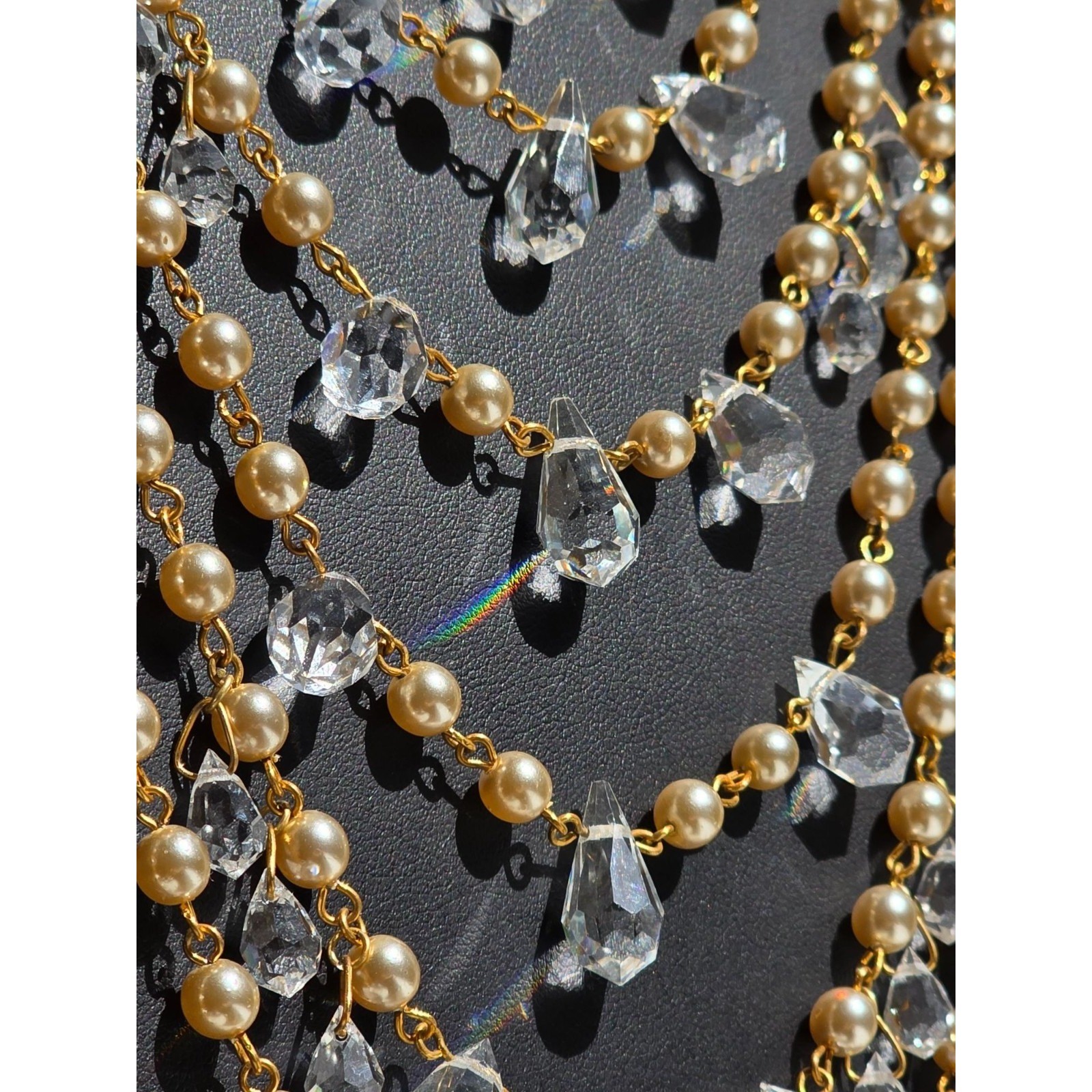 Miriam Haskell 8-Strand Pearl & Crystal Runway Statement Necklace Gold - View 4