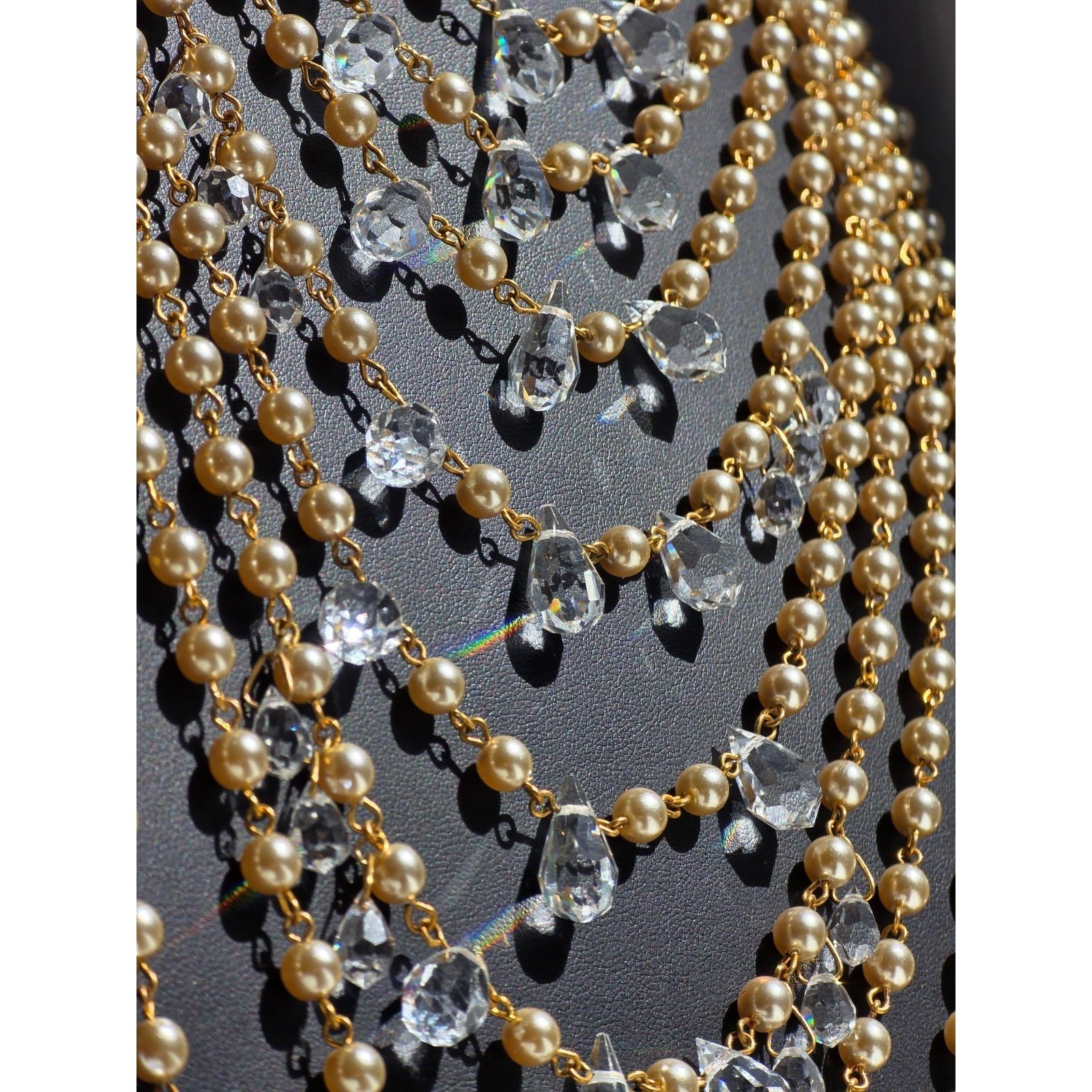 Miriam Haskell 8-Strand Pearl & Crystal Runway Statement Necklace Gold - View 7