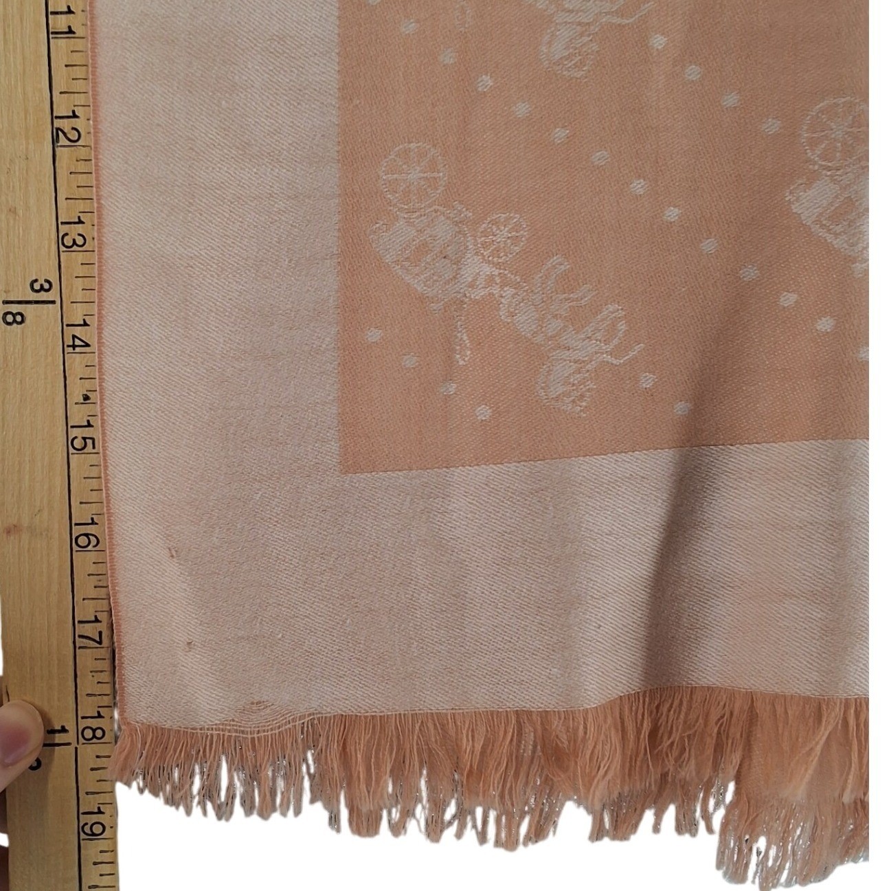 Coach Horse & Carriage Peach Scarf Jacquard Square Fringe Wrap - View 3