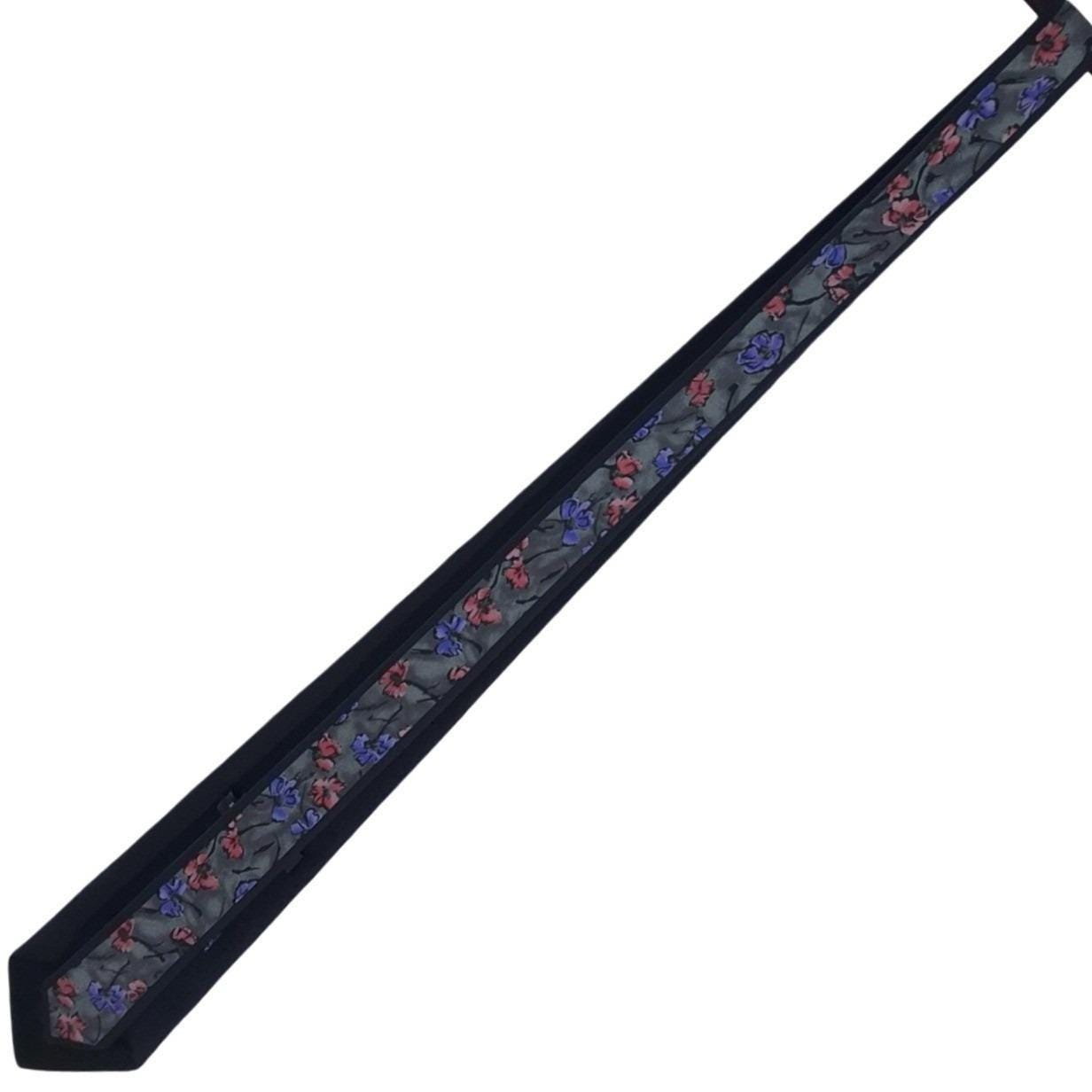 Mila Schon Italy Silk Tie Mens Grey Navy Blue Floral Purple Pink Designer Tie - View 4