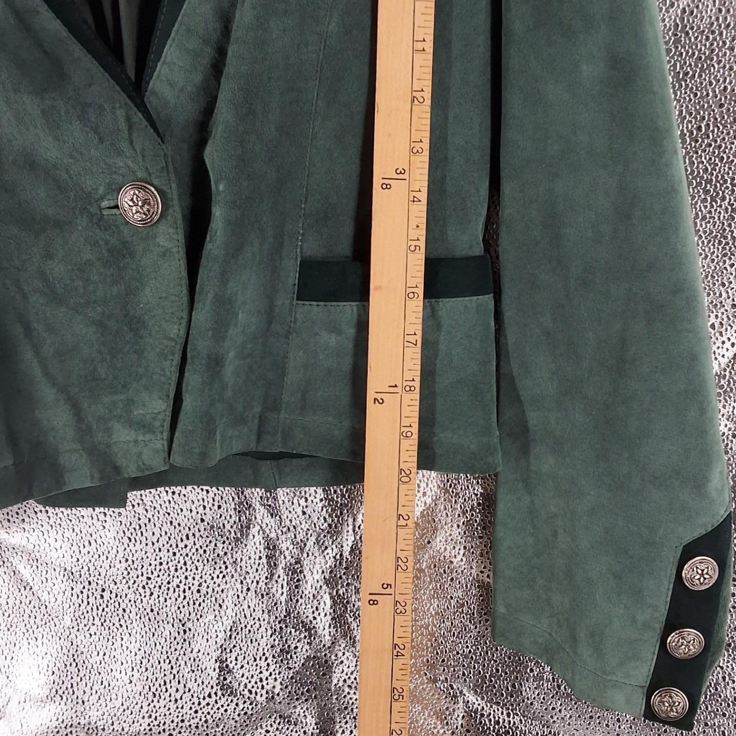 Apart Vintage Green Suede Leather Cropped Blazer Jacket Size 10 - View 3
