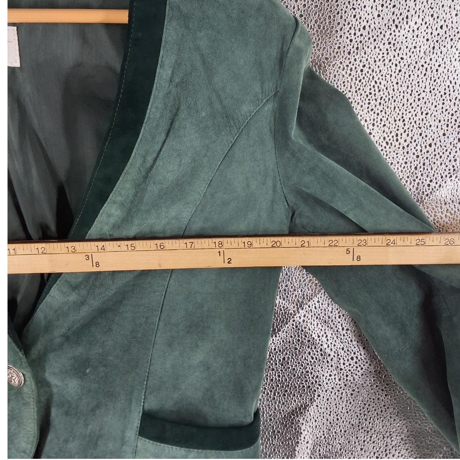 Apart Vintage Green Suede Leather Cropped Blazer Jacket Size 10 - View 4