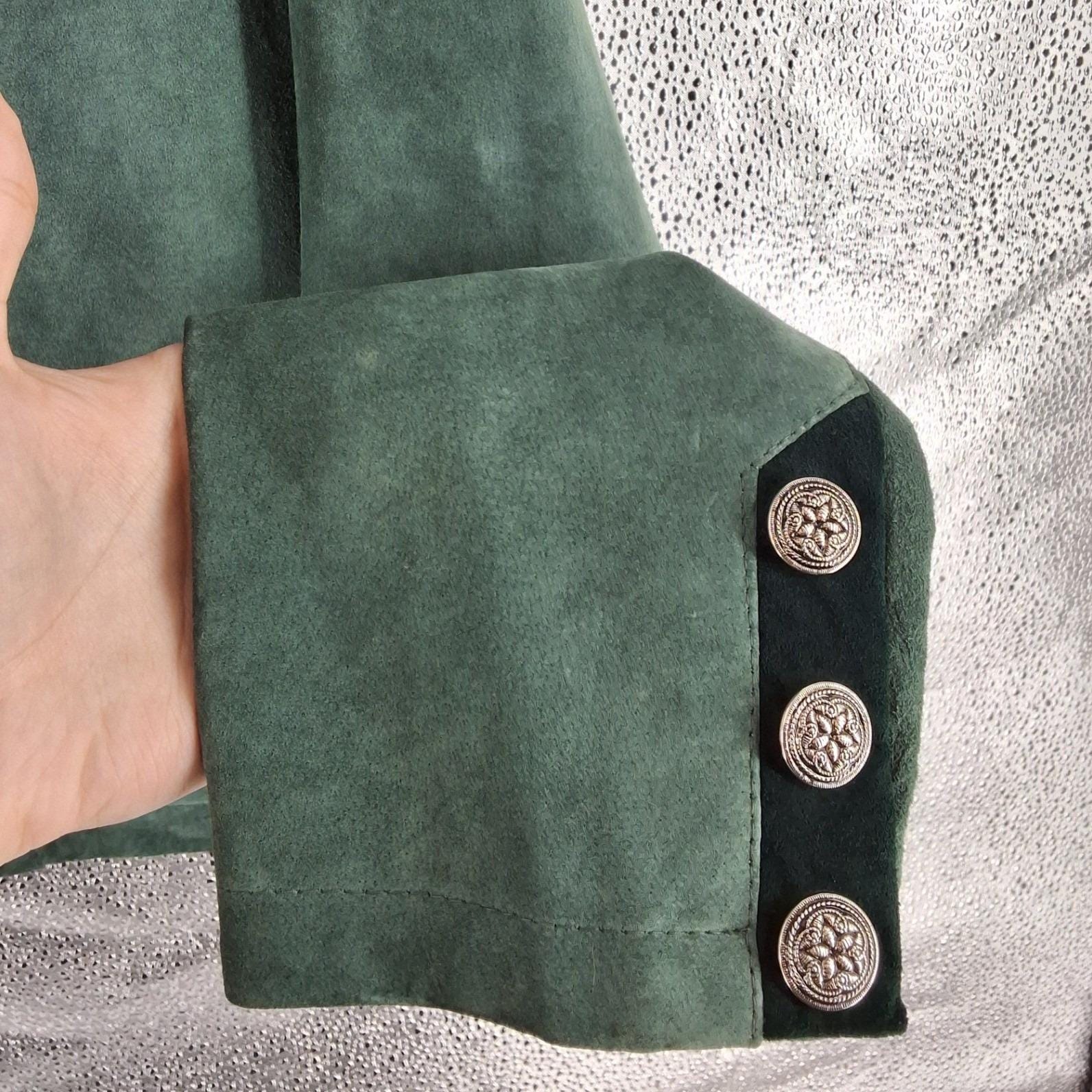 Apart Vintage Green Suede Leather Cropped Blazer Jacket Size 10 - View 5