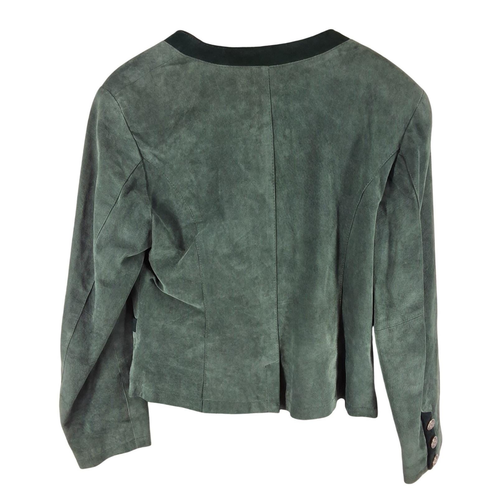 Apart Vintage Green Suede Leather Cropped Blazer Jacket Size 10 - View 8