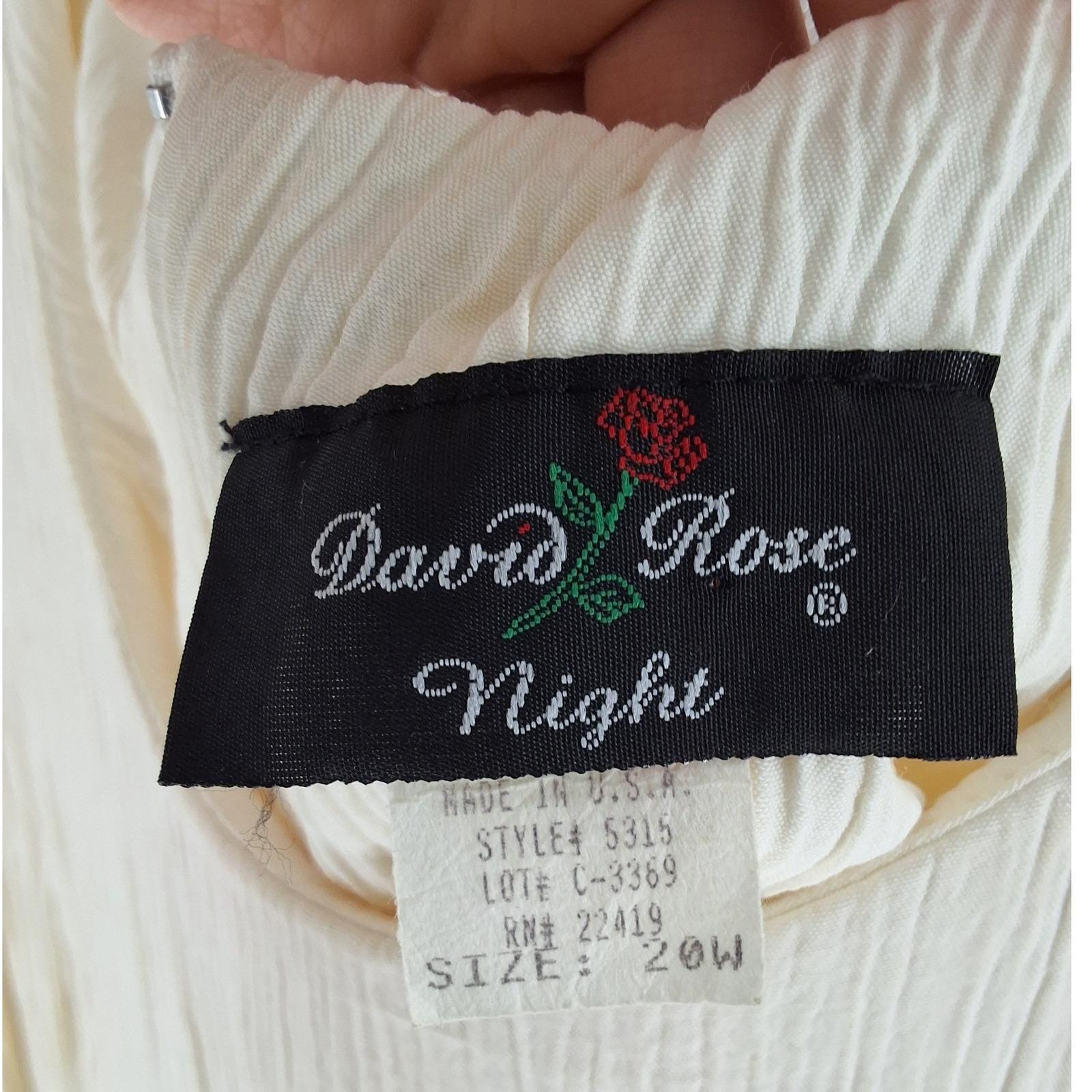Vtg 90s David Rose Night Dress Jacket Set 20W Ivory Lace Crinkle Plus - View 6