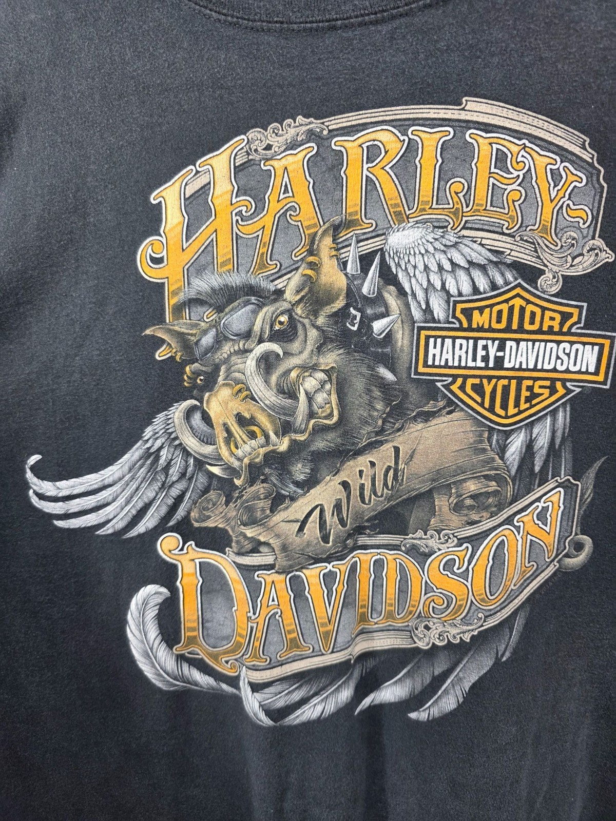 Harley Davidson 2XL Wild Hog Graphic T-Shirt Mendocino County 100% Cotton