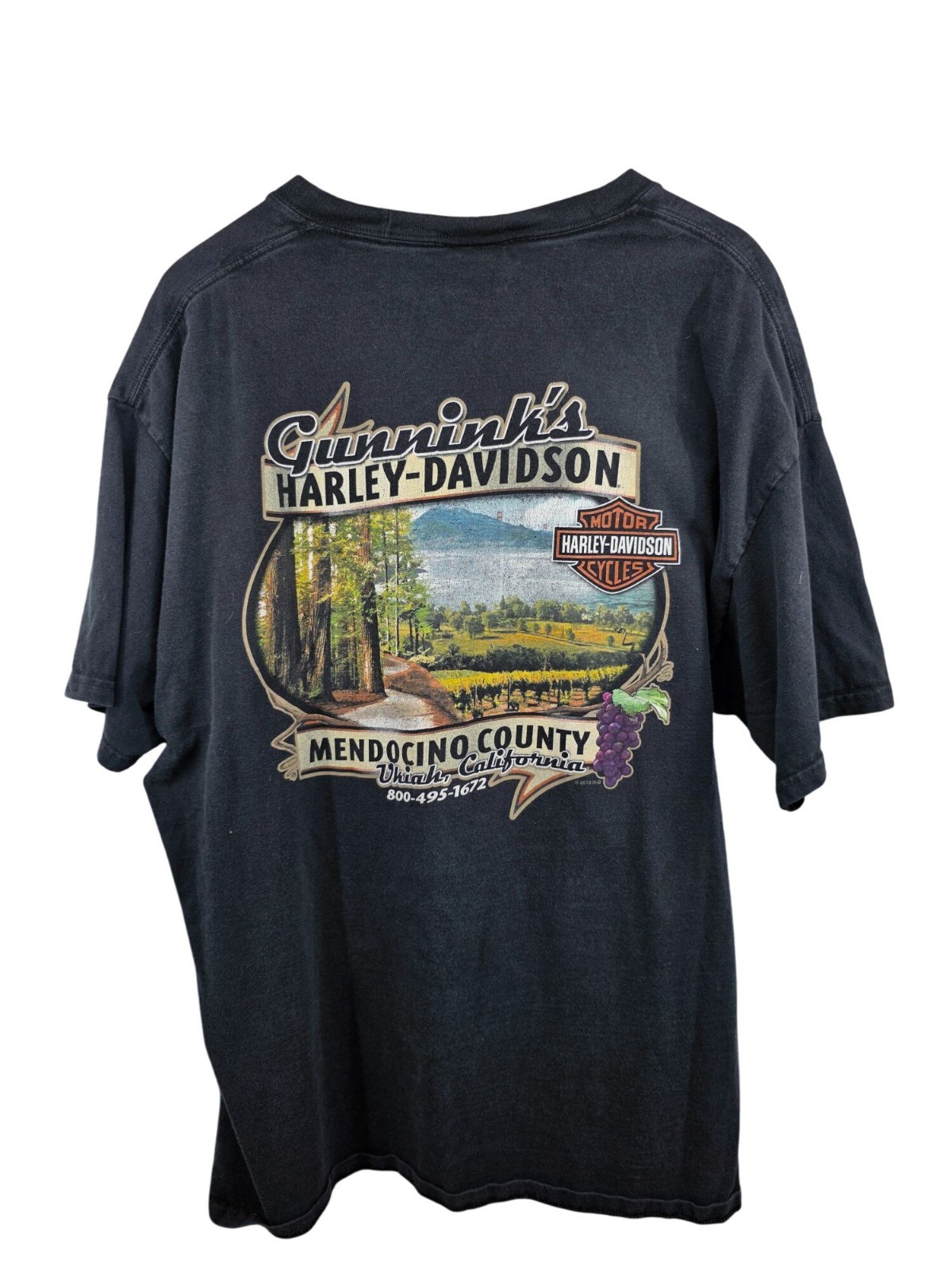 Harley Davidson 2XL Wild Hog Graphic T-Shirt Mendocino County 100% Cotton - View 6