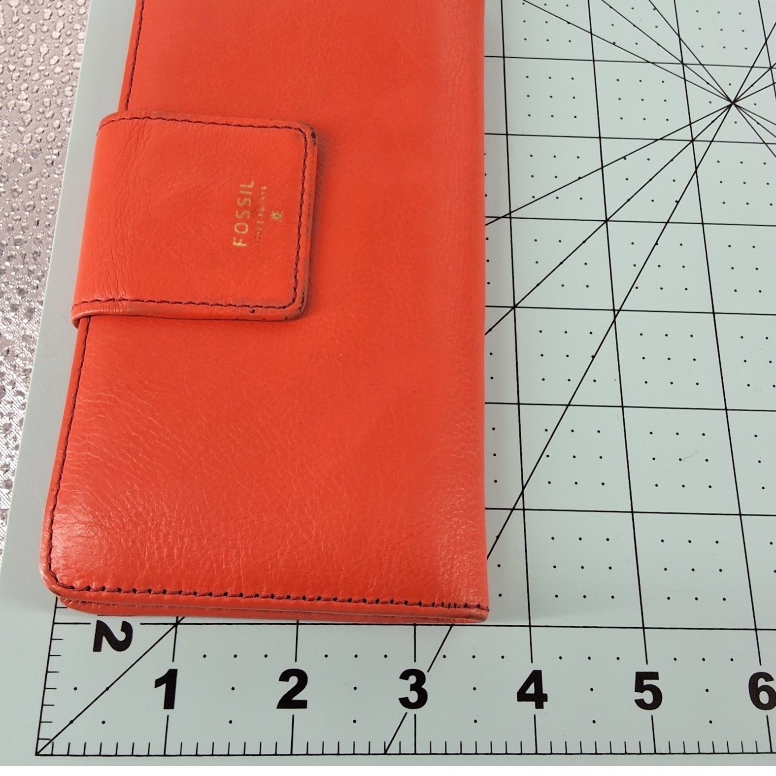 Fossil Sydney Tab Clutch Wallet Orange Leather Issue No 1954 Lavender - View 4