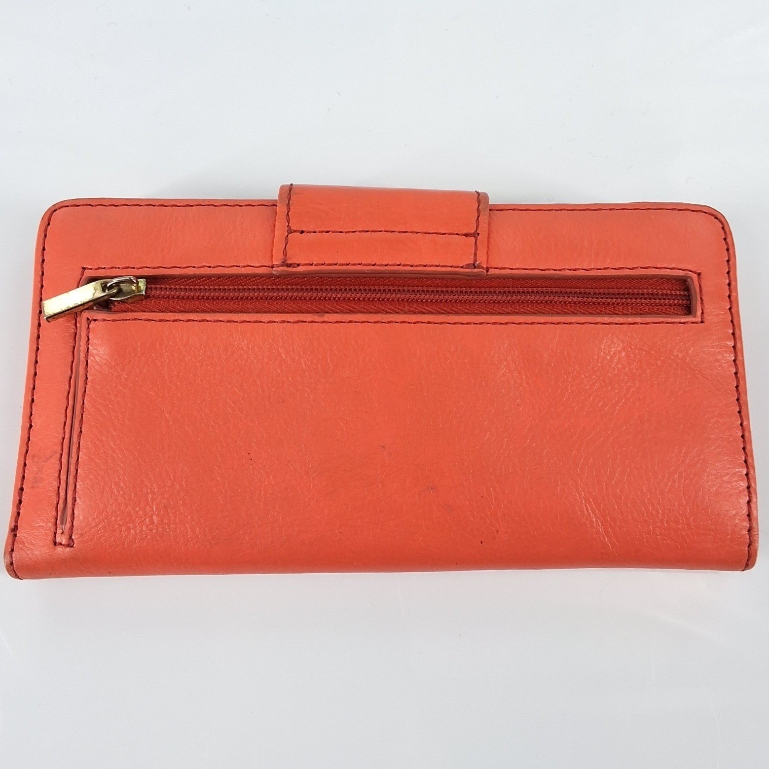 Fossil Sydney Tab Clutch Wallet Orange Leather Issue No 1954 Lavender - View 6