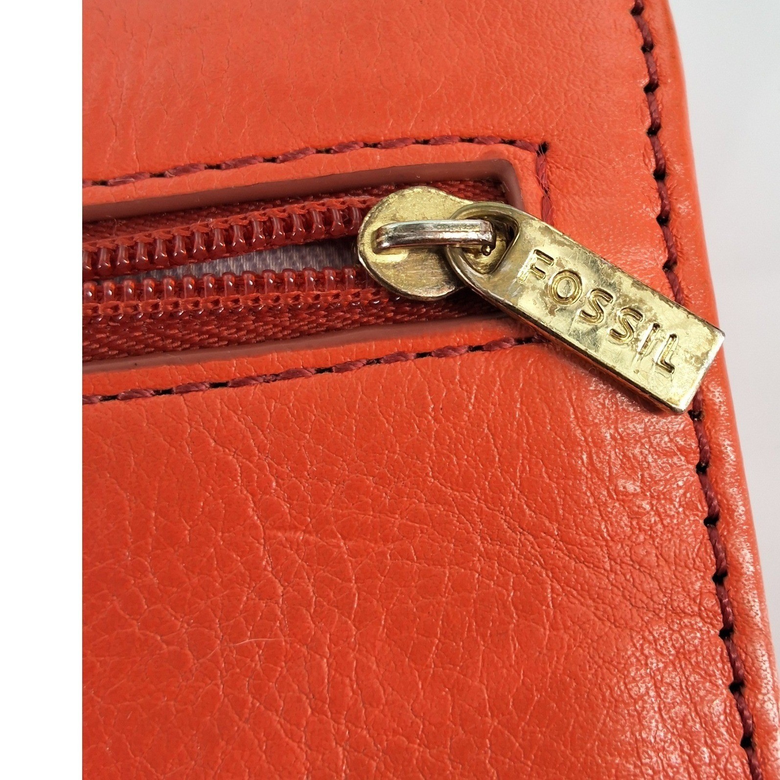 Fossil Sydney Tab Clutch Wallet Orange Leather Issue No 1954 Lavender - View 7
