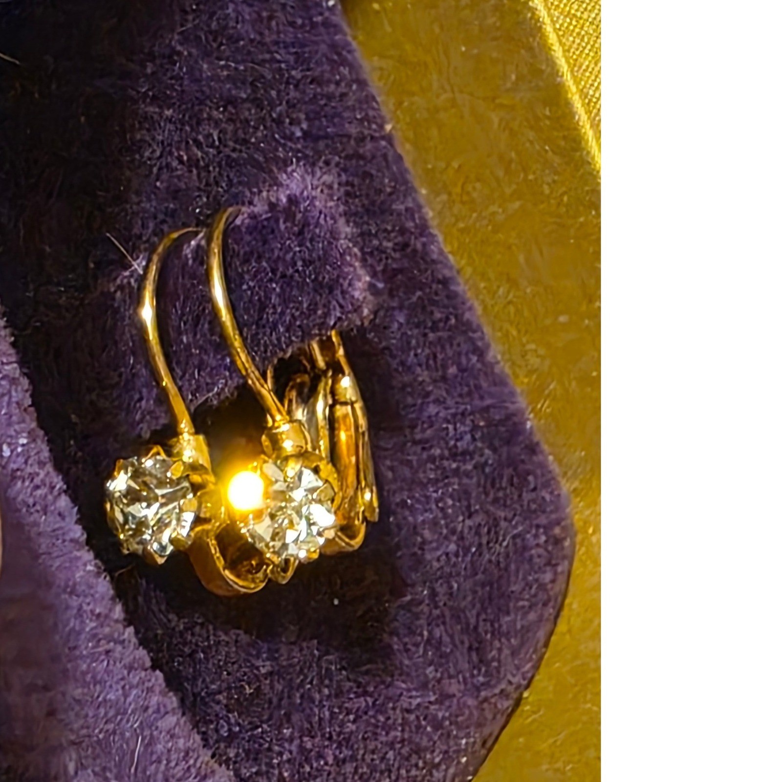 Gold Tone Clear Crystal Round Drop Leverback Earrings with Box Womens - View 7