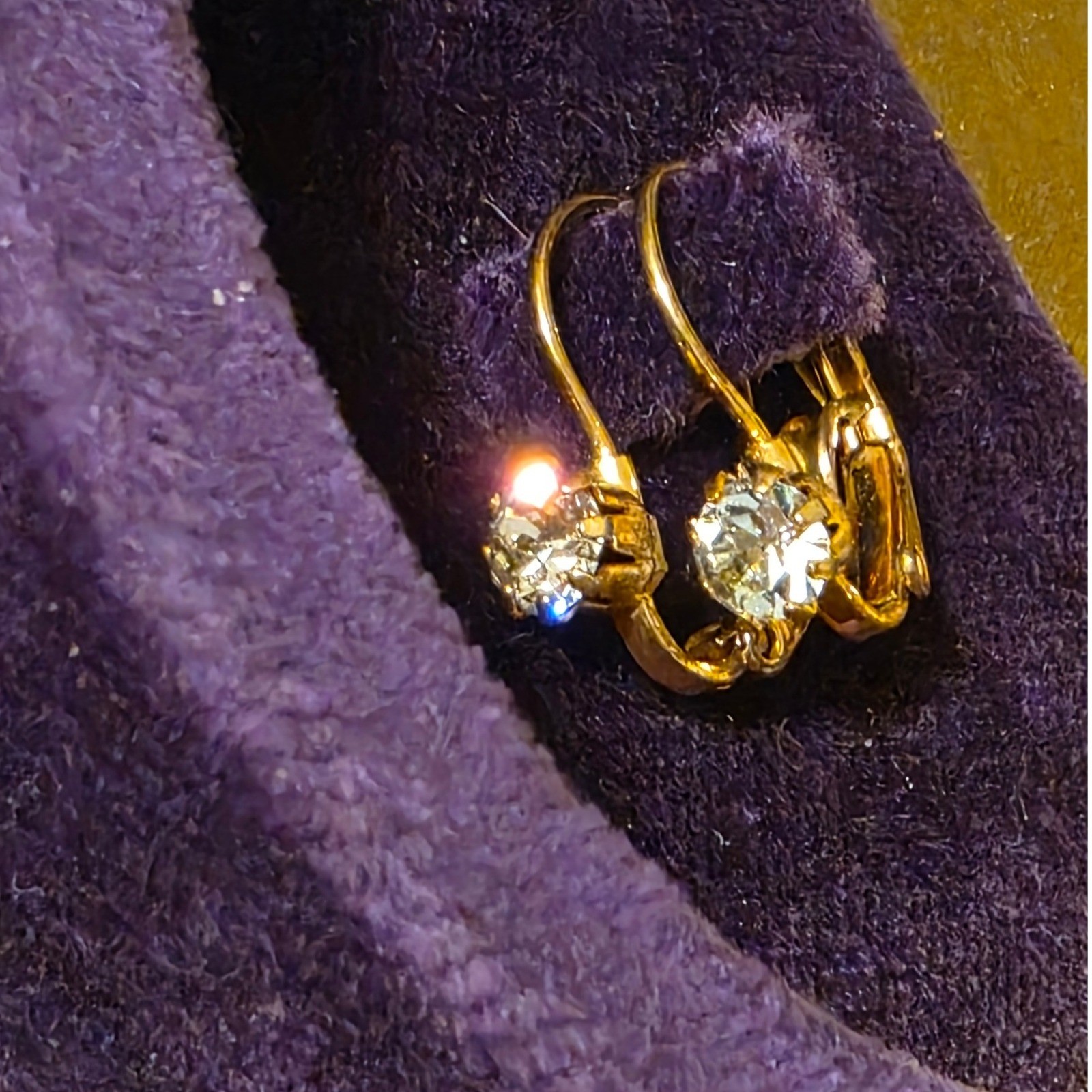 Gold Tone Clear Crystal Round Drop Leverback Earrings with Box Womens - View 9