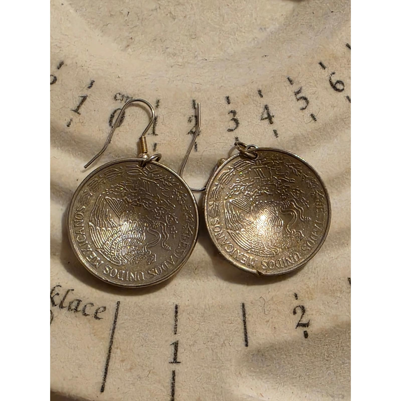Vintage 1971 Mexico One Peso Coin Earrings Jose Maria Morelos Boho Dangle Drop - View 3