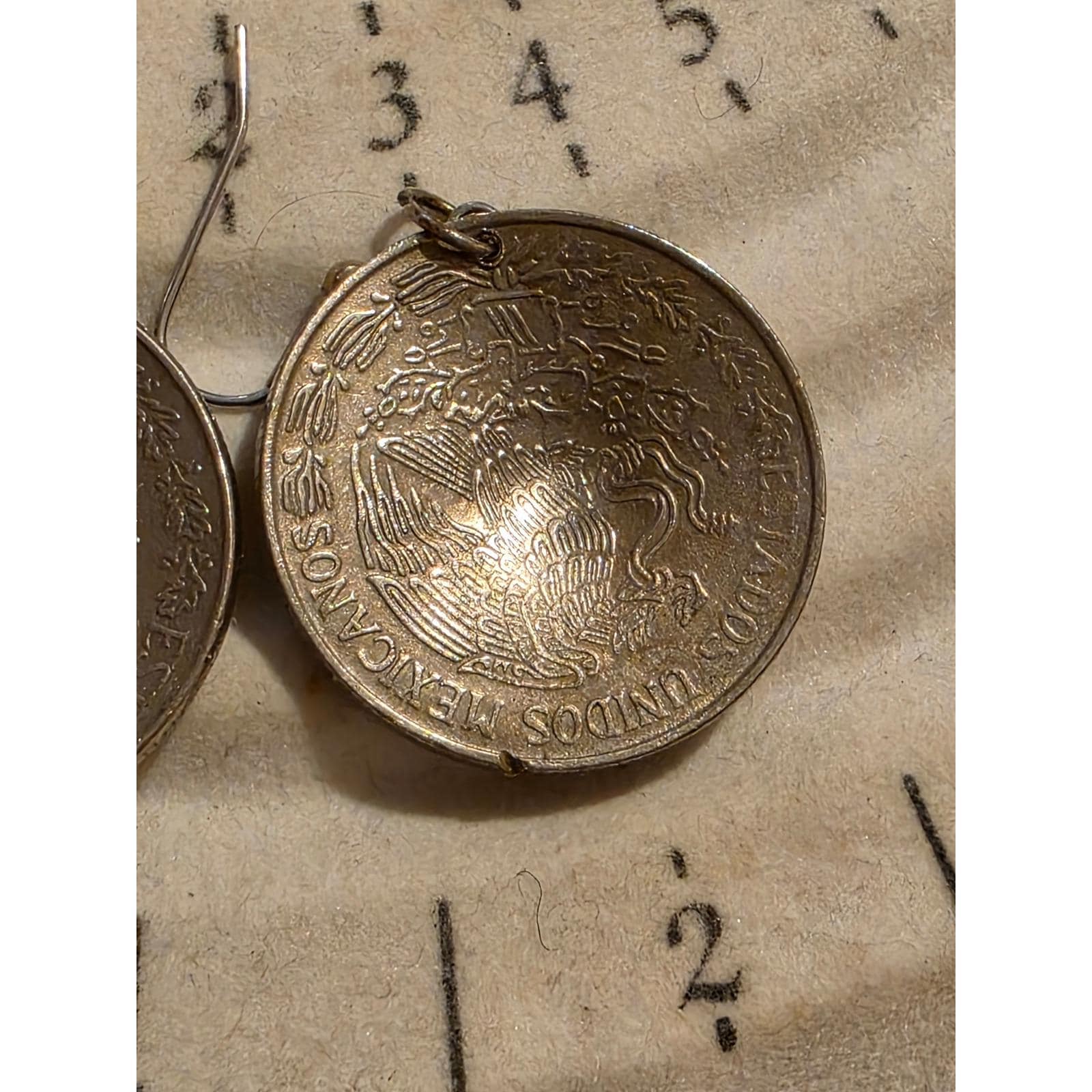 Vintage 1971 Mexico One Peso Coin Earrings Jose Maria Morelos Boho Dangle Drop - View 5