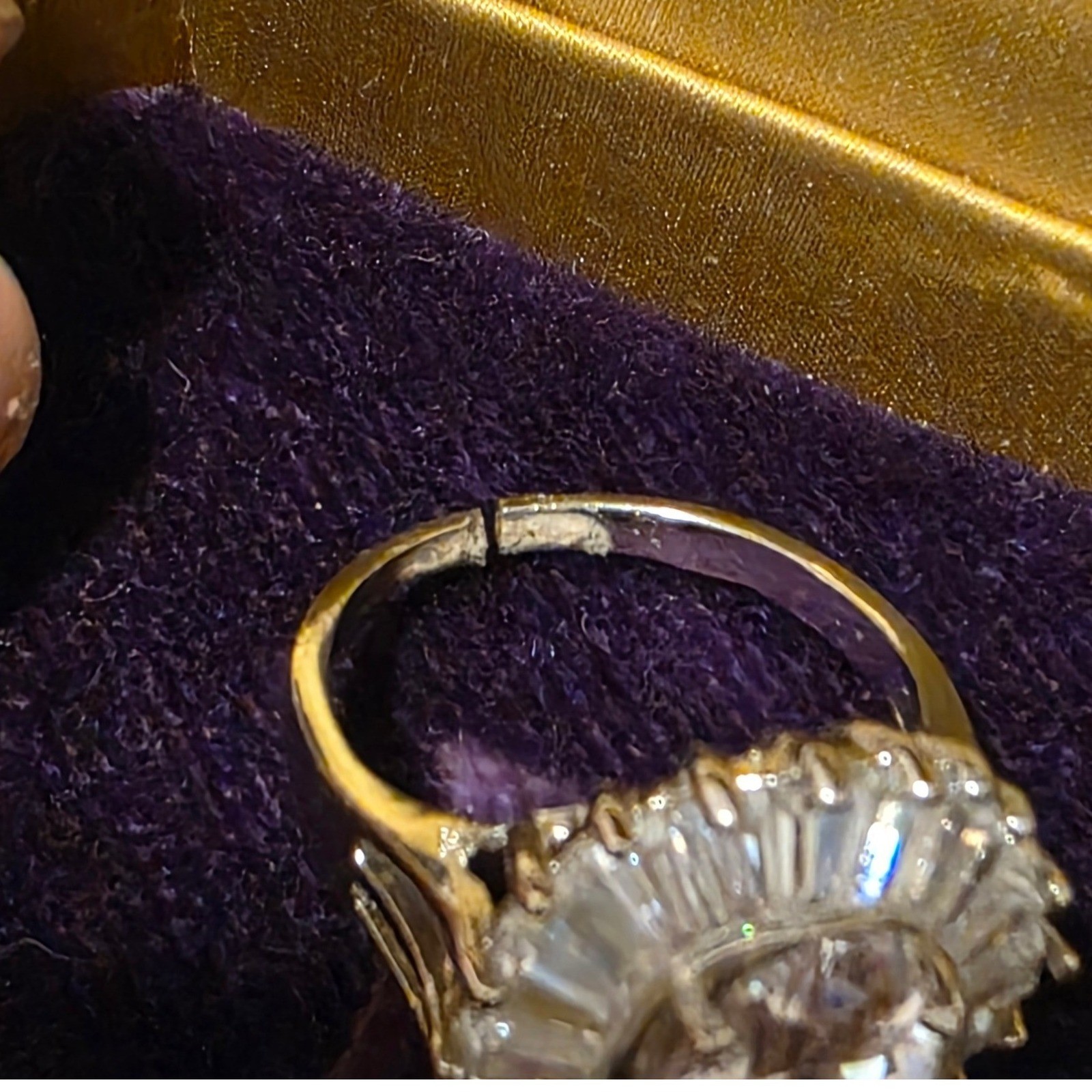 Vintage Art Deco Oval Cubic Zirconia Ballerina Halo Cocktail Ring Size 7 - View 15