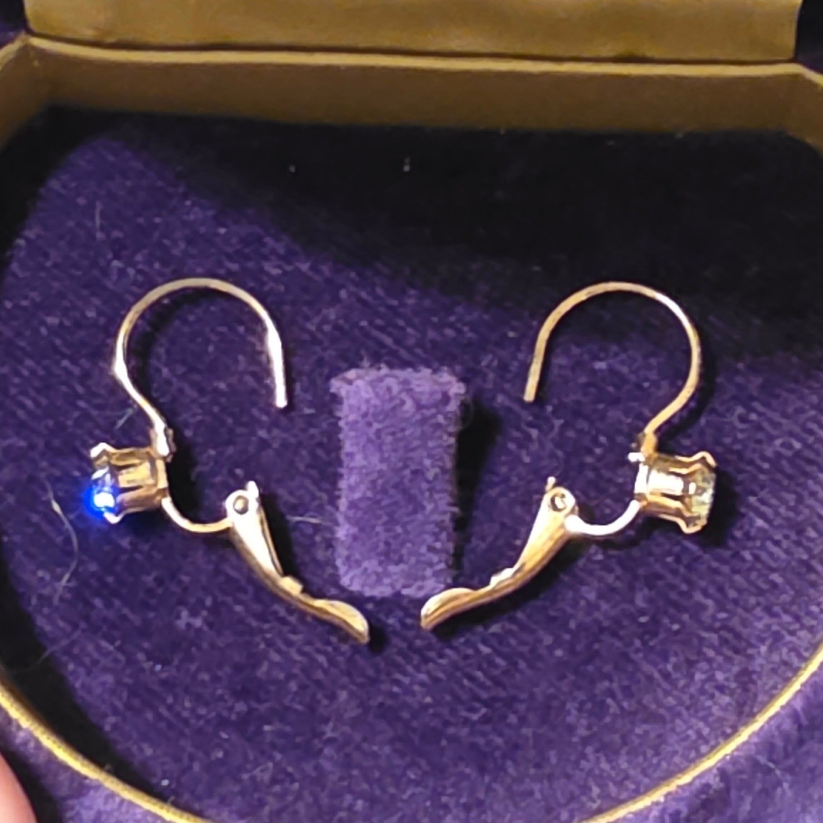 Gold Tone Clear Crystal Round Drop Leverback Earrings with Box Womens