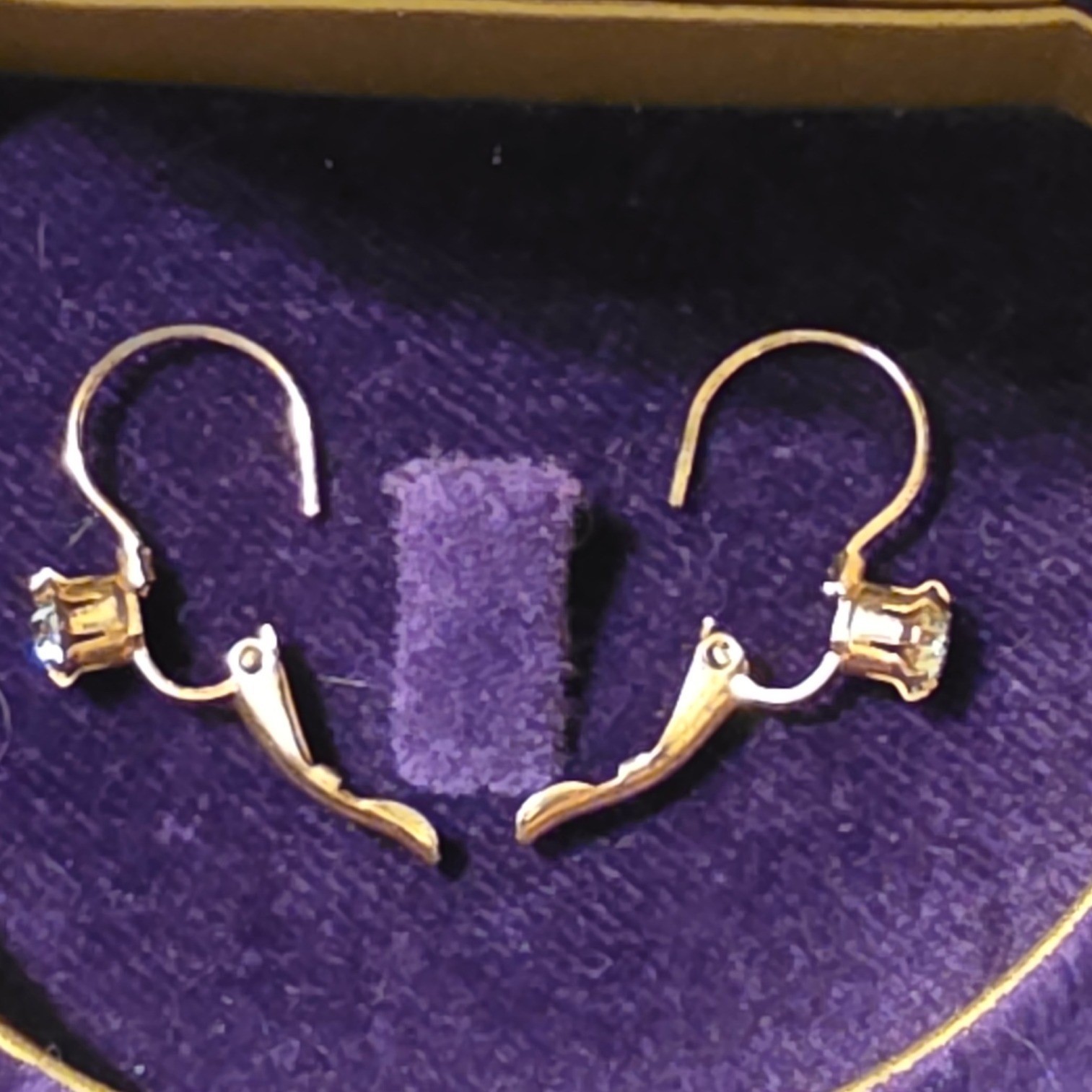 Gold Tone Clear Crystal Round Drop Leverback Earrings with Box Womens - View 6