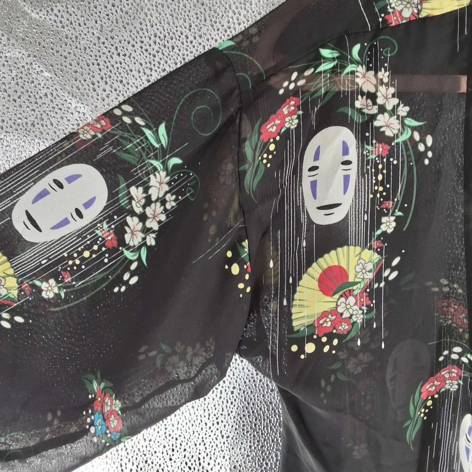 Her Universe Spirited Away No Face Kimono Cardigan Black Fringe Studio Ghibli S - View 4