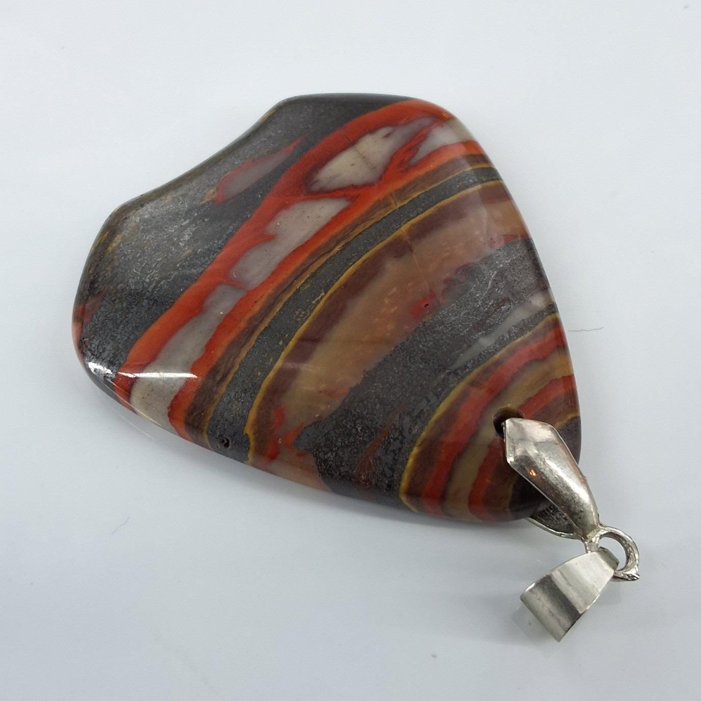 Natural Banded Iron Stone Jasper Hematite Triangular Pendant Boho