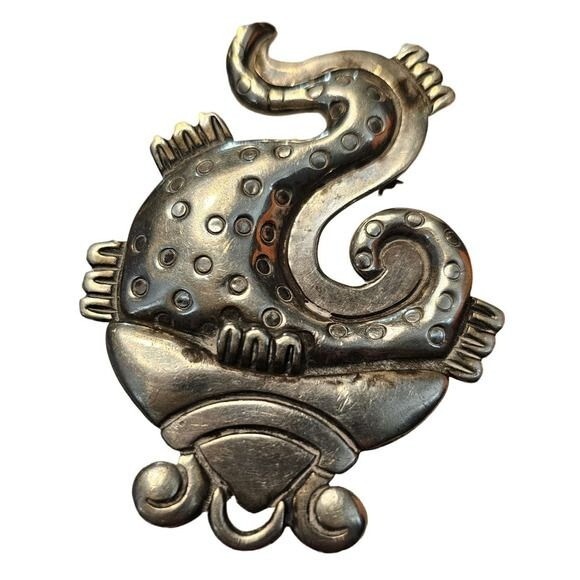 Vintage Héctor Aguilar Taxco 990 Silver Sea Creature Pendant Brooch