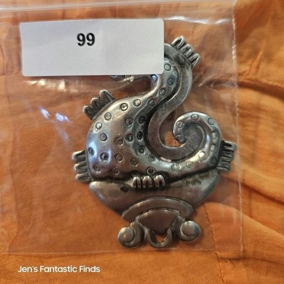 Vintage Héctor Aguilar Taxco 990 Silver Sea Creature Pendant Brooch - View 7