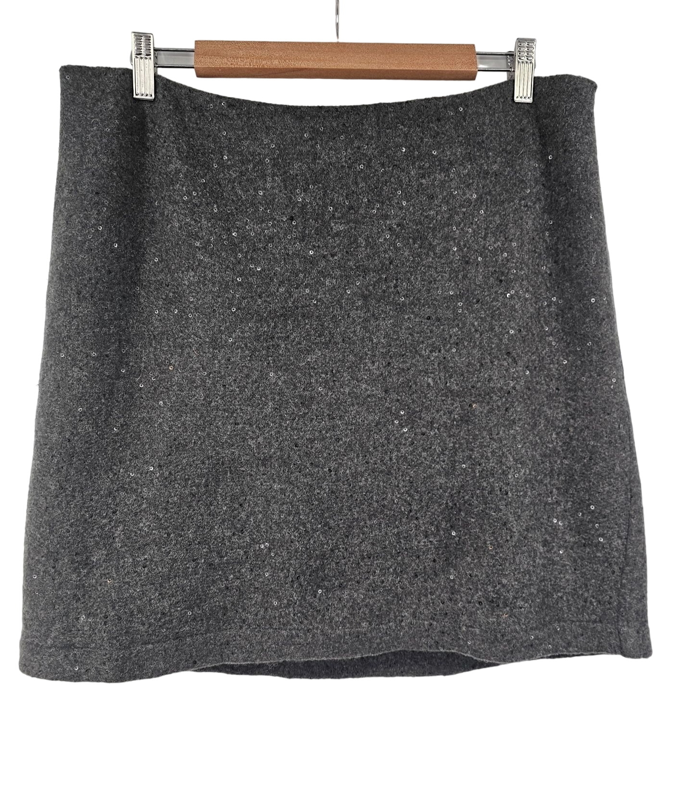 J.Jill Charcoal Sequin Wool Blend Mini Skirt 12 Petite NWOT - View 3