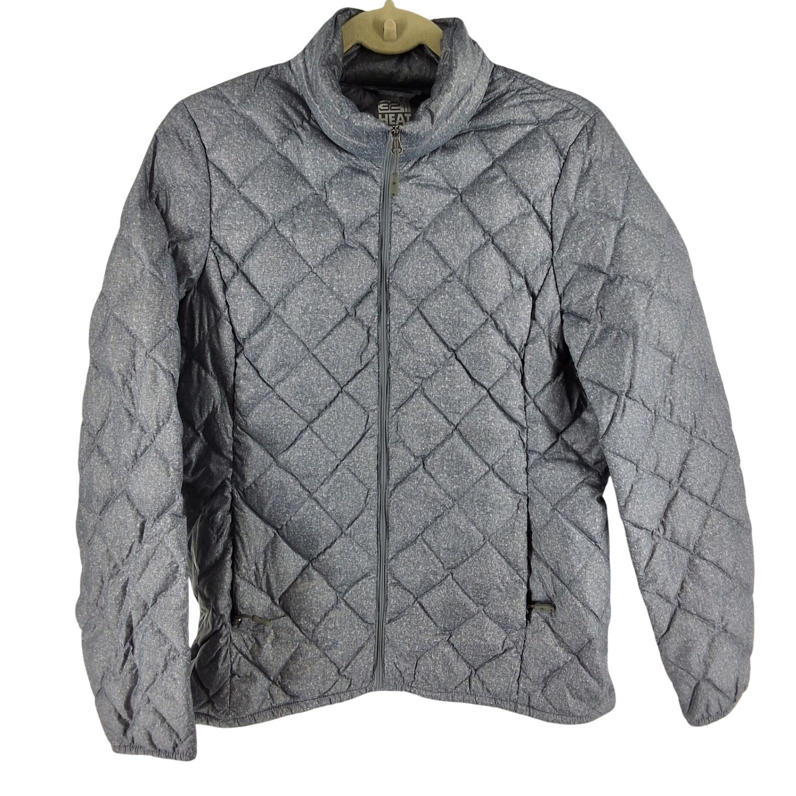32 Degrees Heat Women Grey Quilted Down Puffer Jacket Space Dye Medium