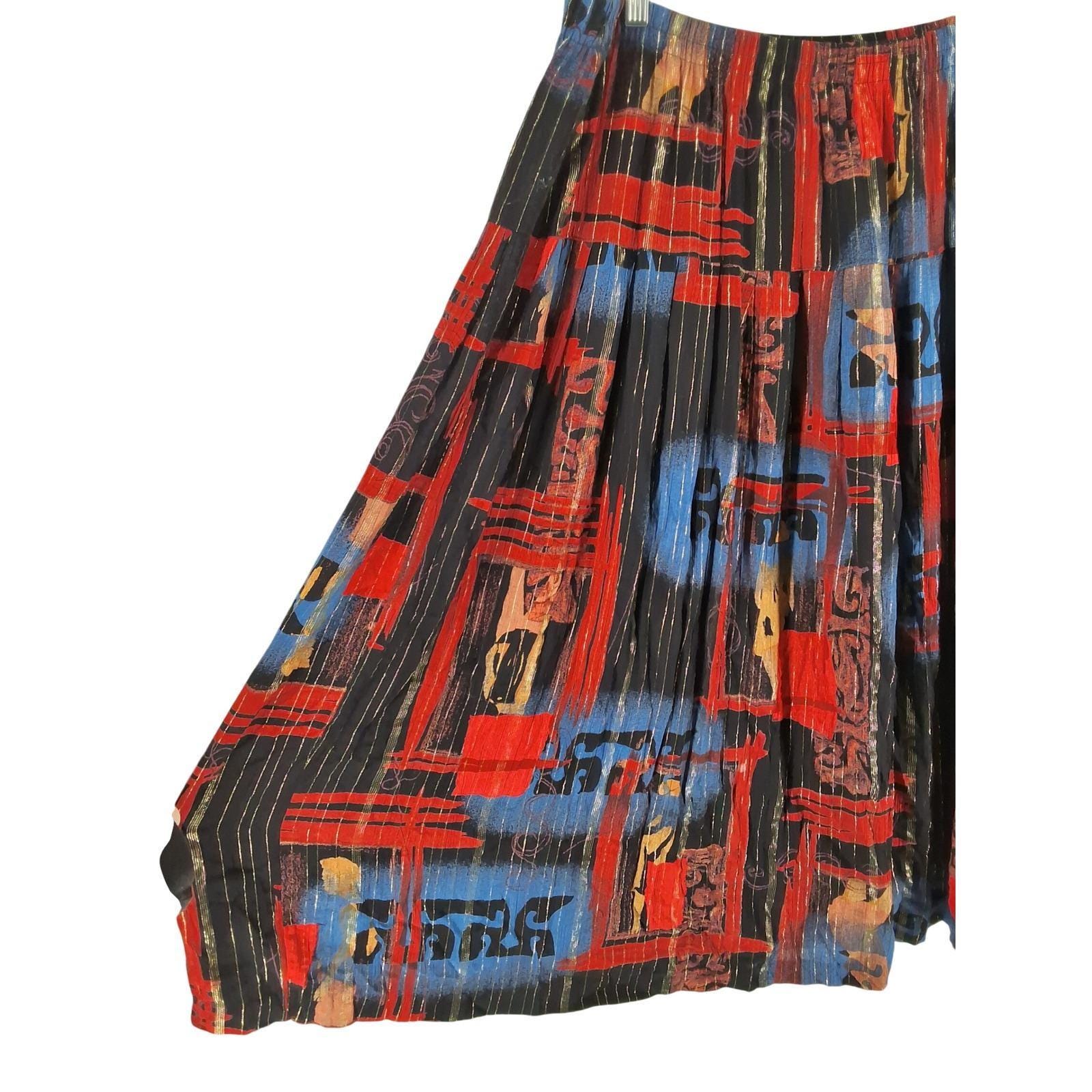 Sharon Anthony Woman 24W Vintage 3pc Skirt Set Abstract Gold Lurex Rayon USA - View 8