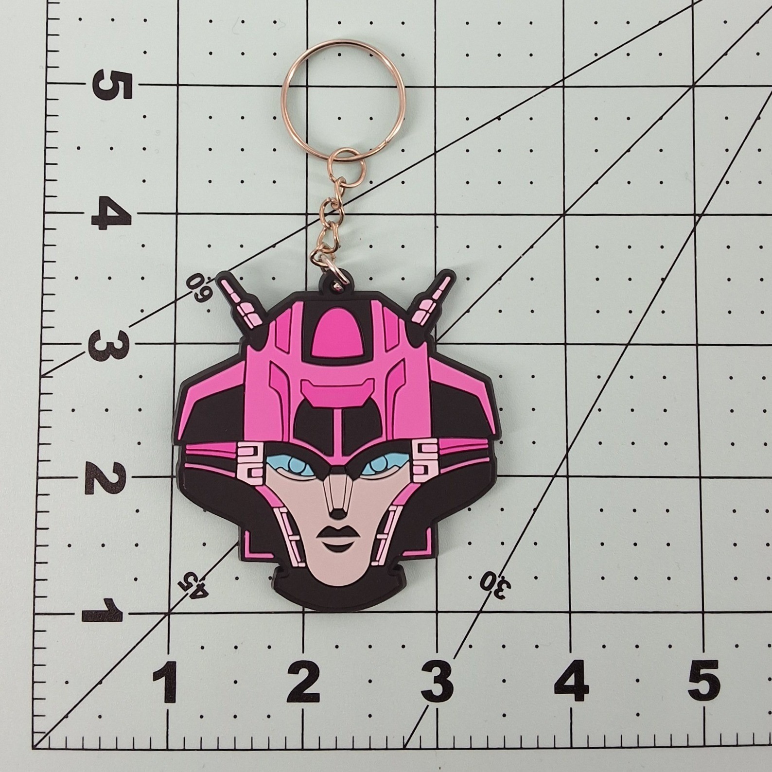 Transformers One Elita-1 Rubber Keychain | Pink & Black Bag Charm - View 3
