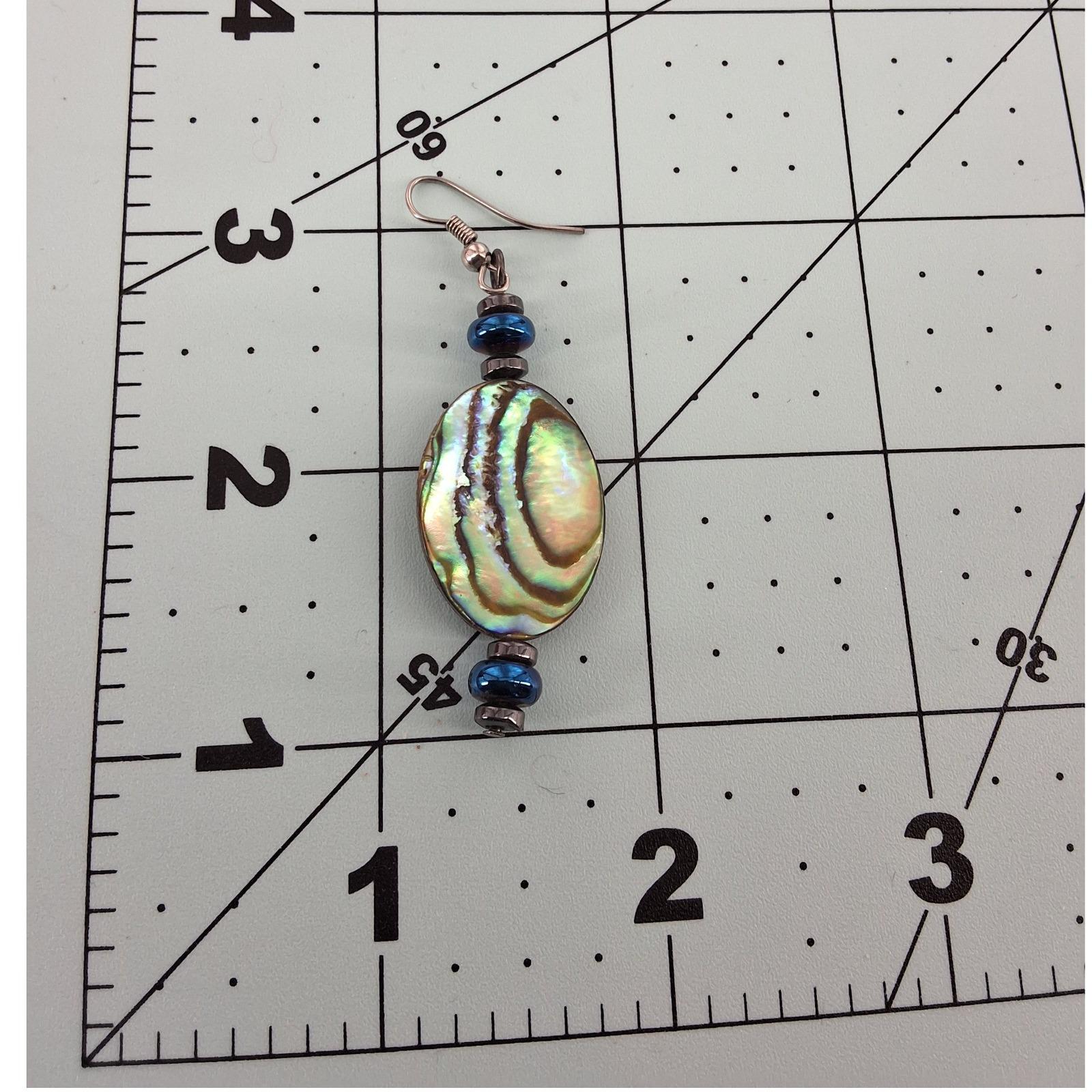 Handmade Abalone Paua Shell Wire Wrapped Dangle Earrings Boho
