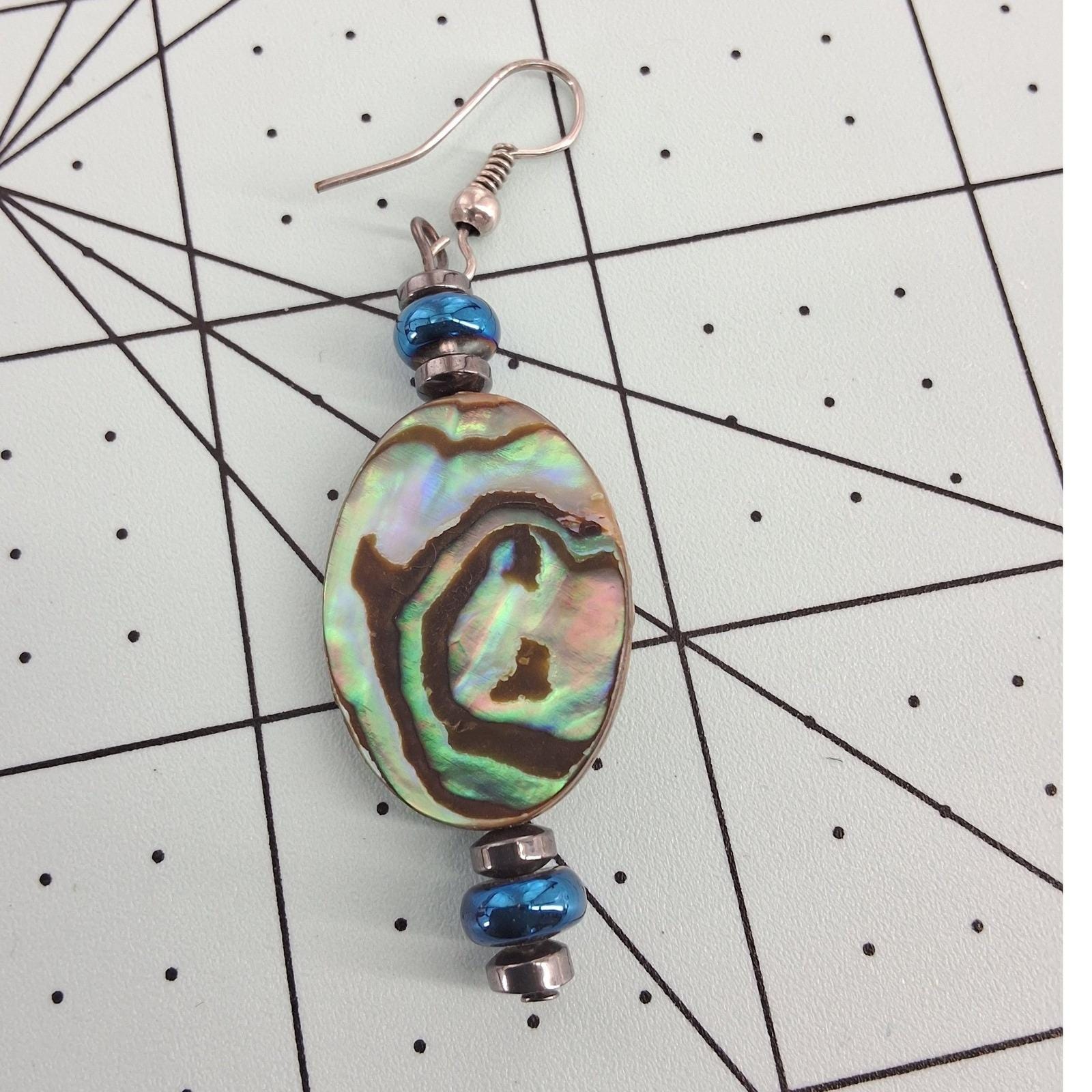 Handmade Abalone Paua Shell Wire Wrapped Dangle Earrings Boho - View 5